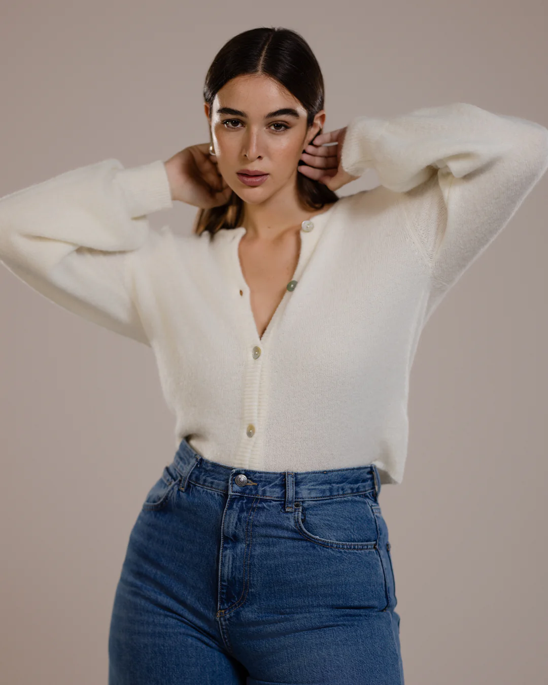 Kelsey Button Up Cardigan | Ivory | Alpaca-Wool Blend - Image 3