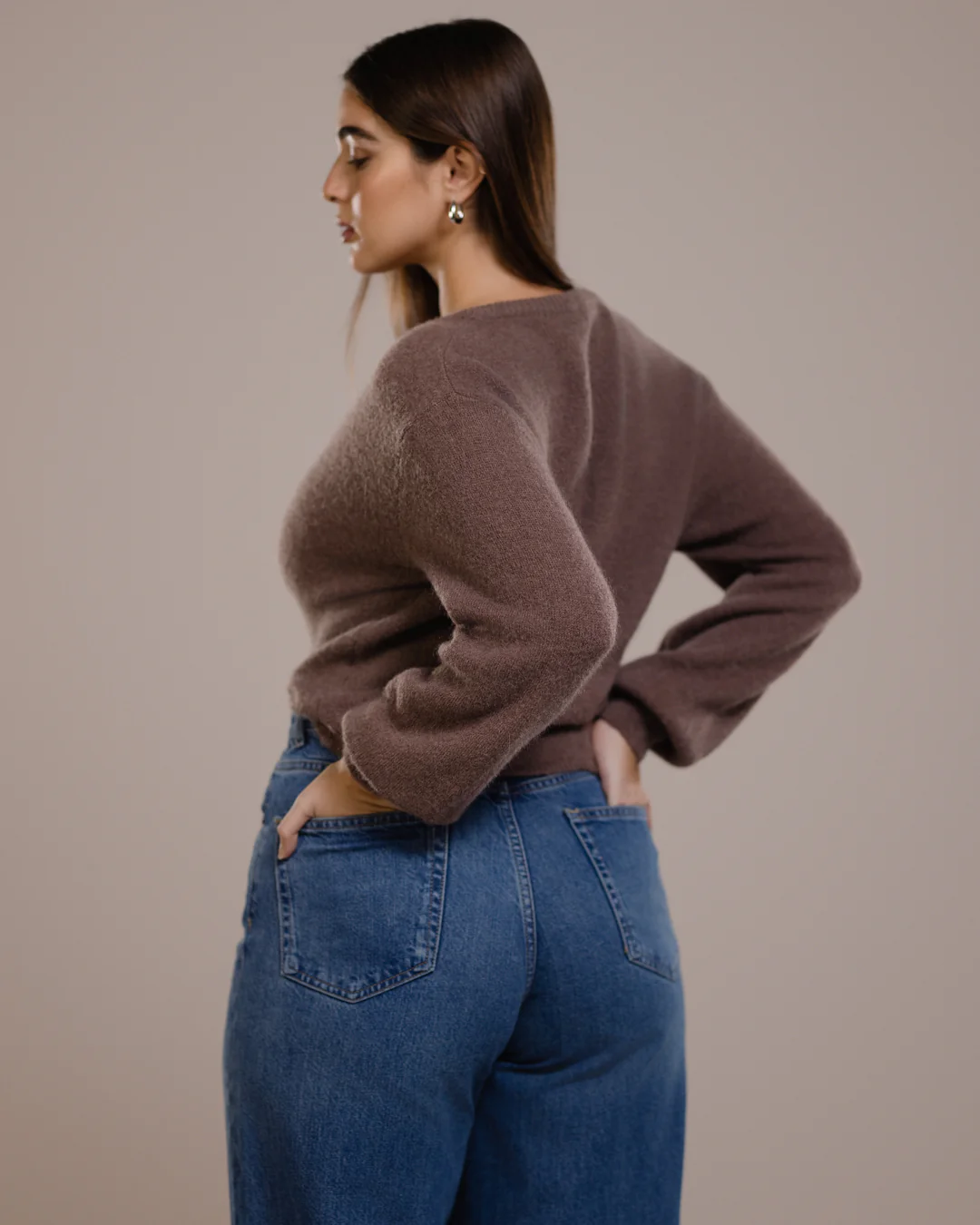 Kelsey Button Up Cardigan | Mocha | Alpaca-Wool Blend - Image 2