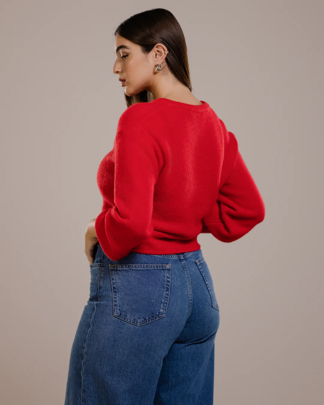 Kelsey Button Up Cardigan | Red | Alpaca-Wool Blend - Image 2