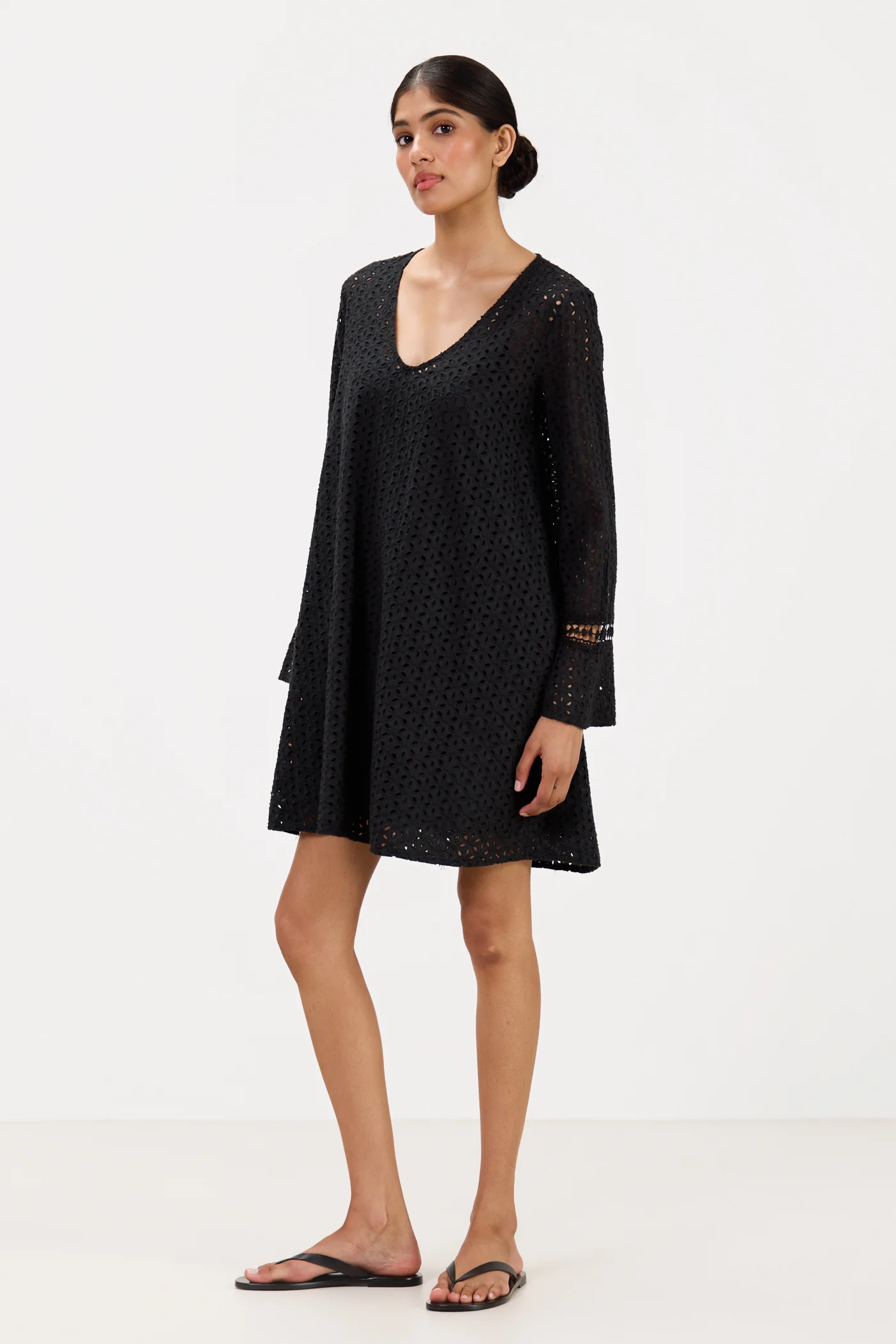 Kiara Long Sleeve Cotton Dress | Black - Image 5