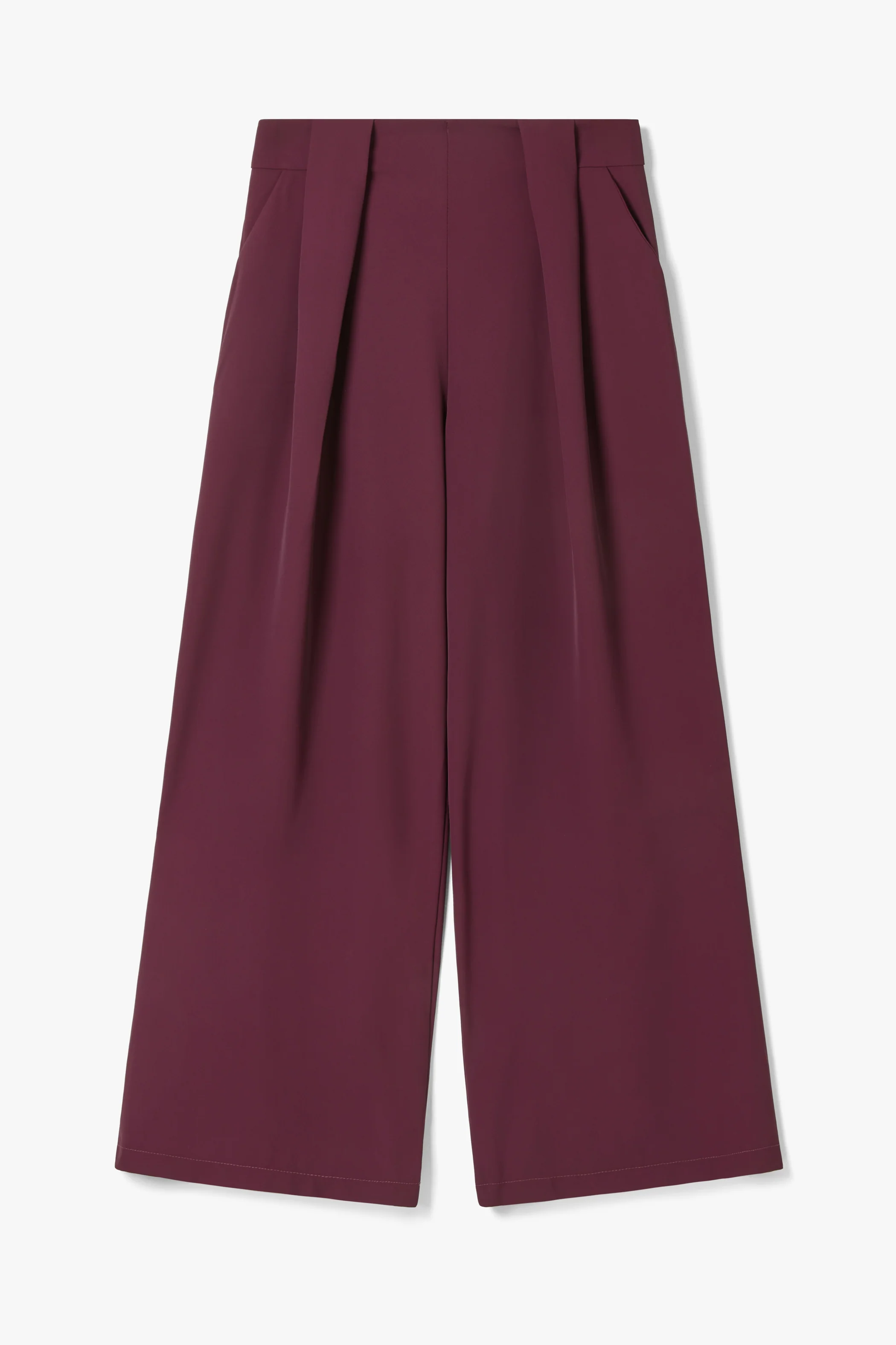 Lana Pleated Elastic Waist Trousers | Burgundy - Image 11