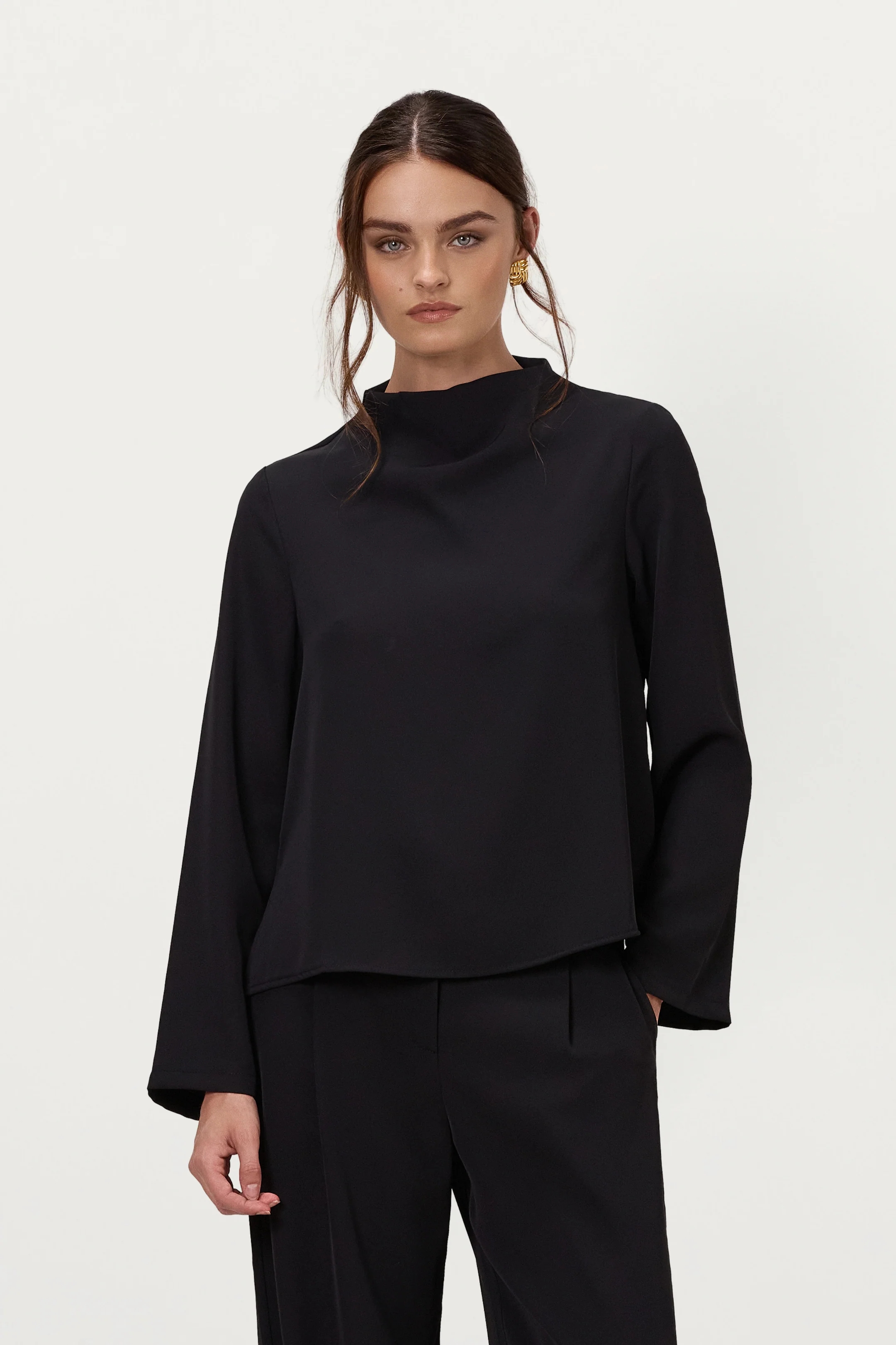 Lana High Neck Top | Black