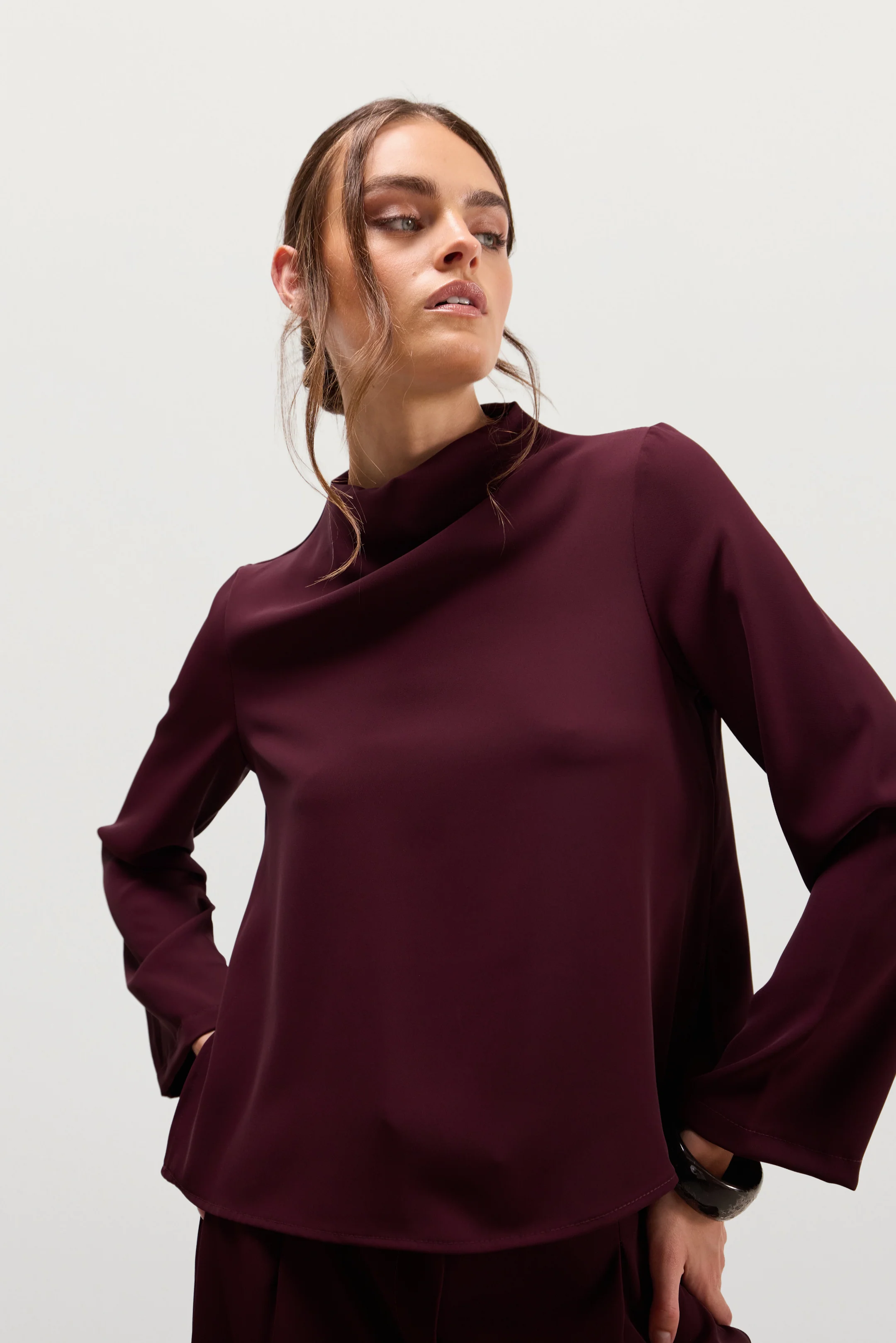 Lana High Neck Top | Burgundy - Image 5