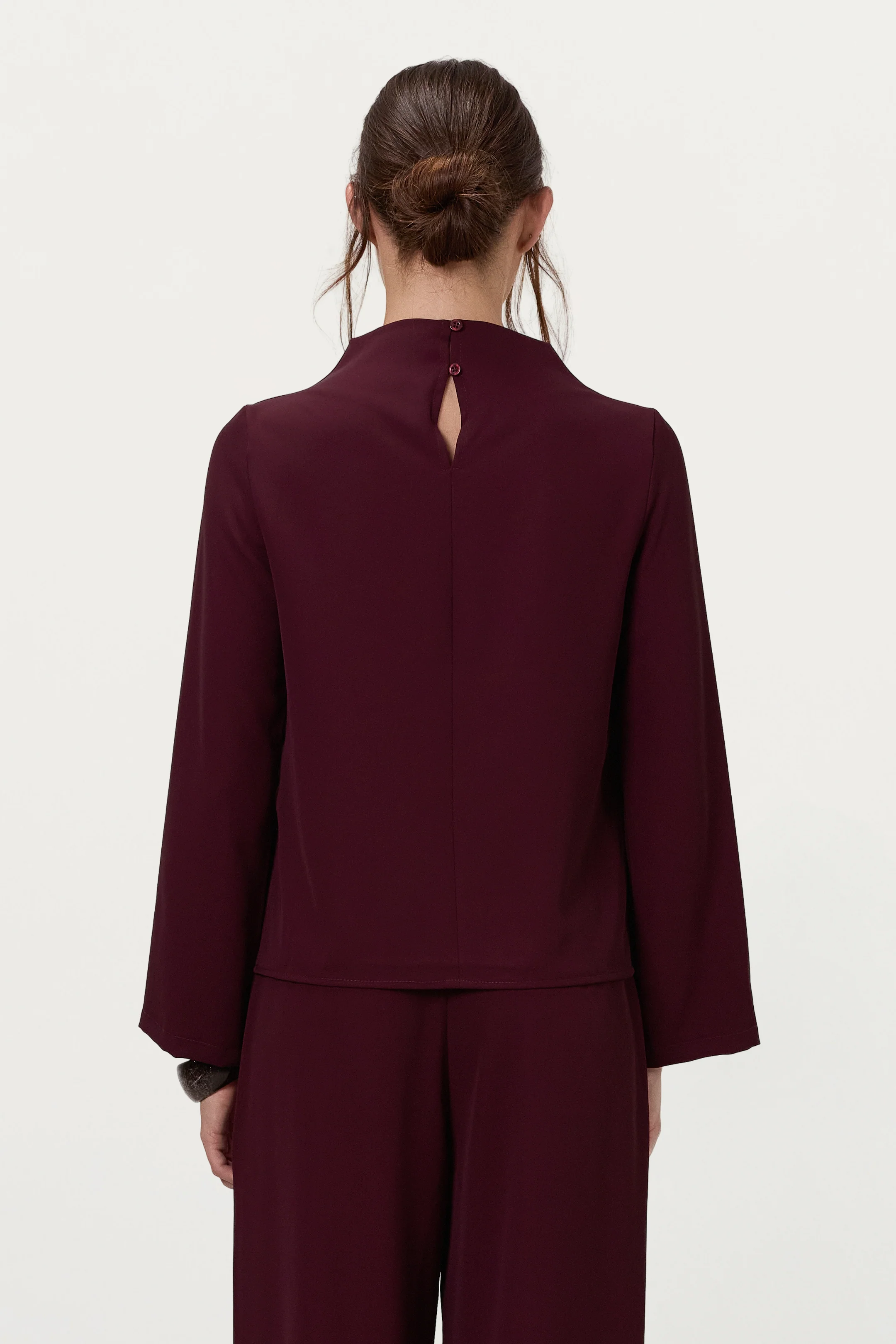 Lana High Neck Top | Burgundy - Image 7