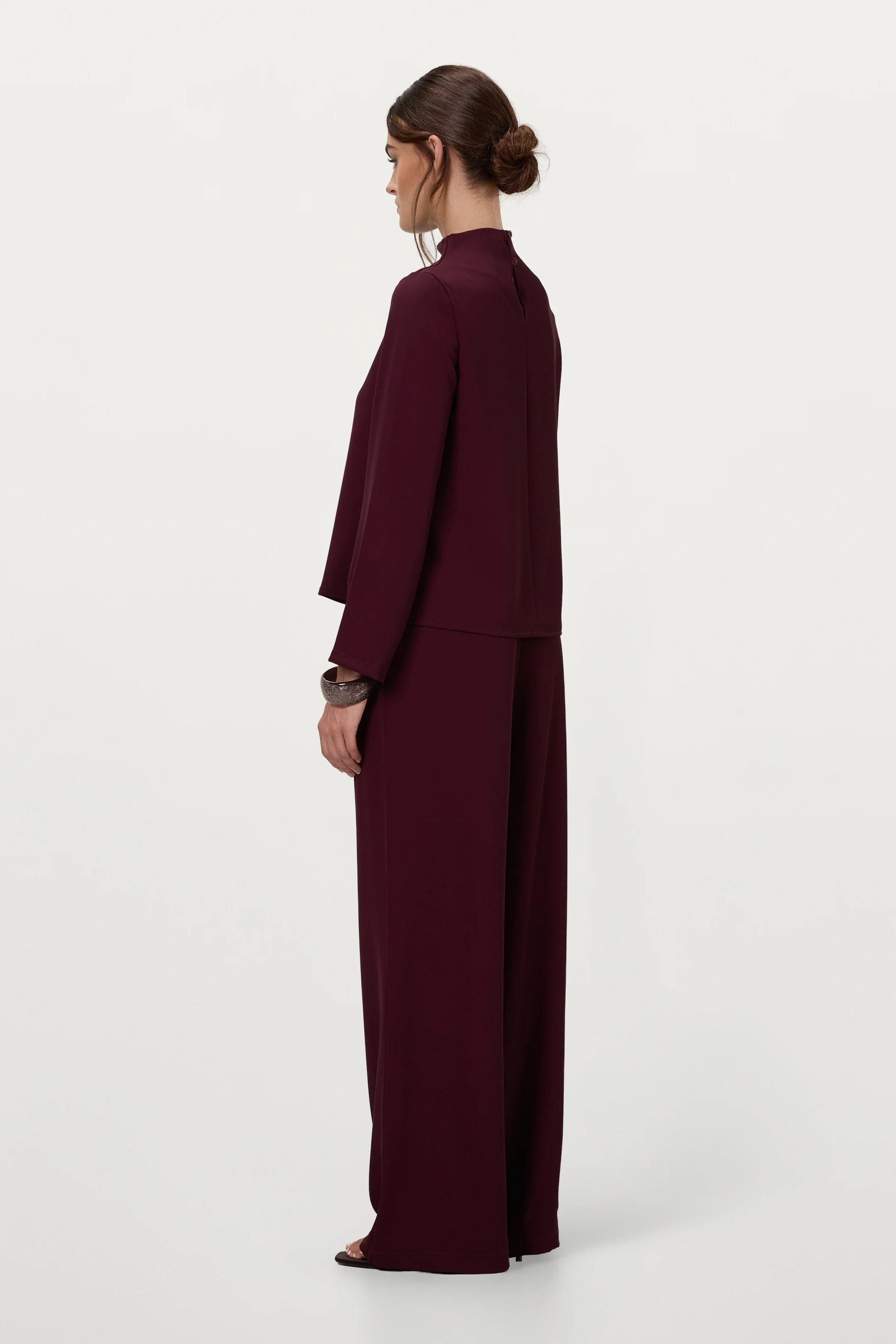 Lana High Neck Top | Burgundy - Image 6