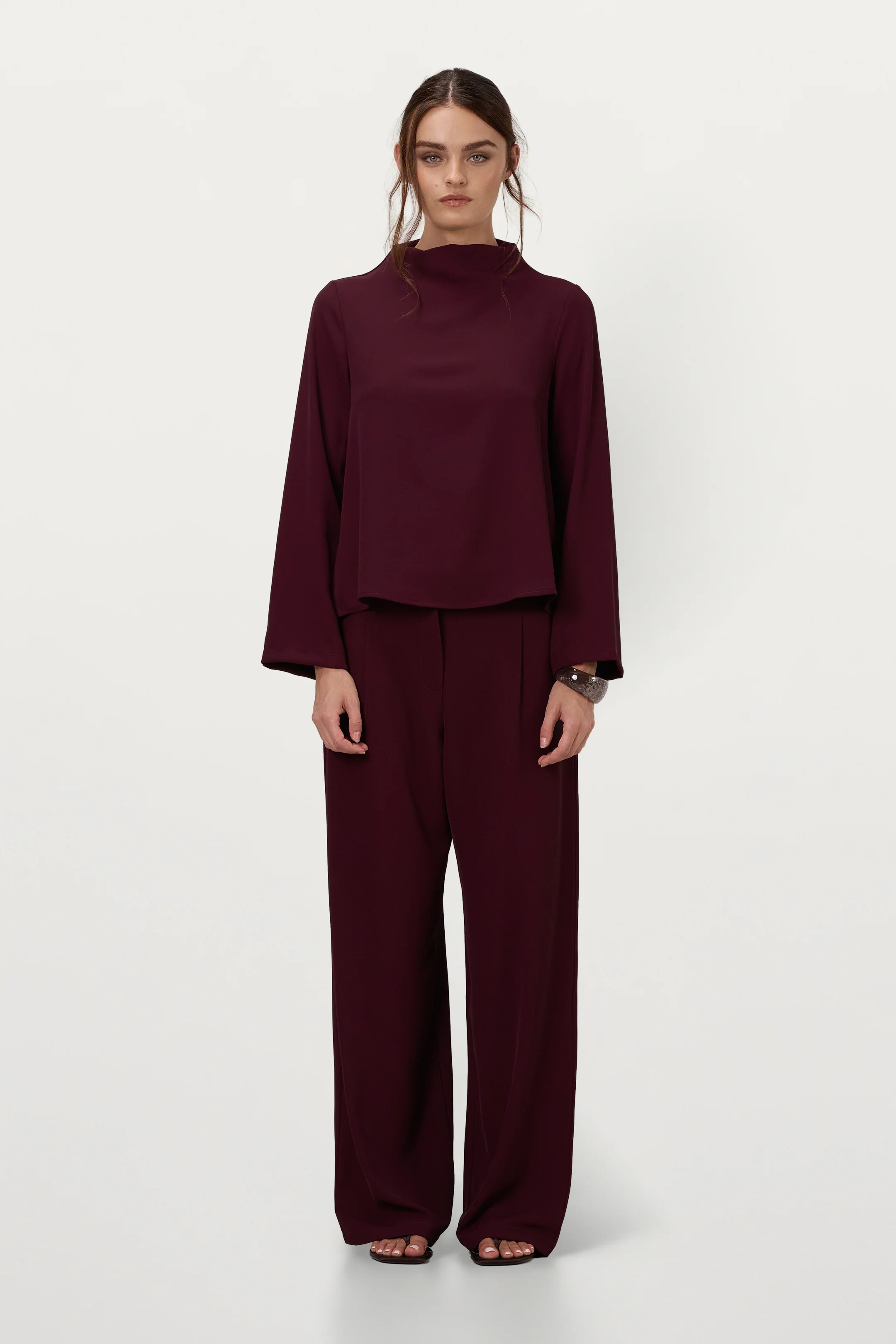 Lana High Neck Top | Burgundy - Image 8