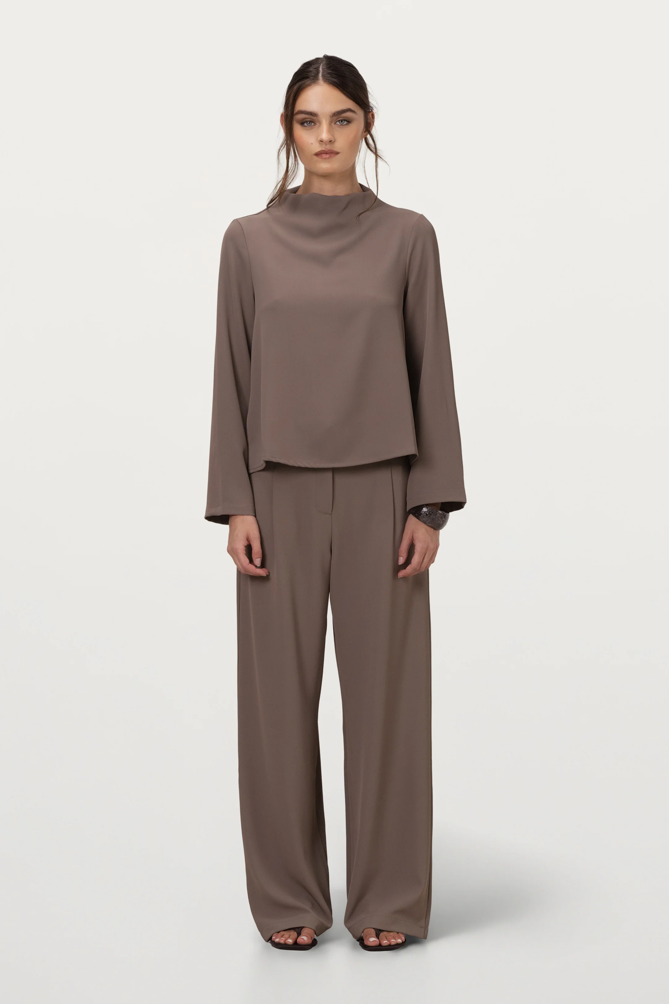 Lana High Neck Top | Taupe - Image 9