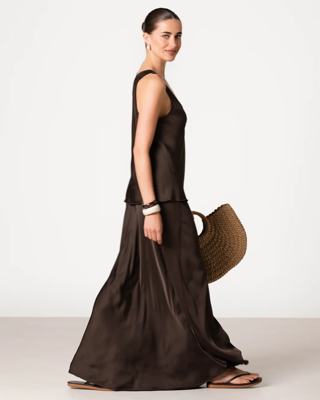 Lexi Satin Maxi Skirt | Cocoa Soleil