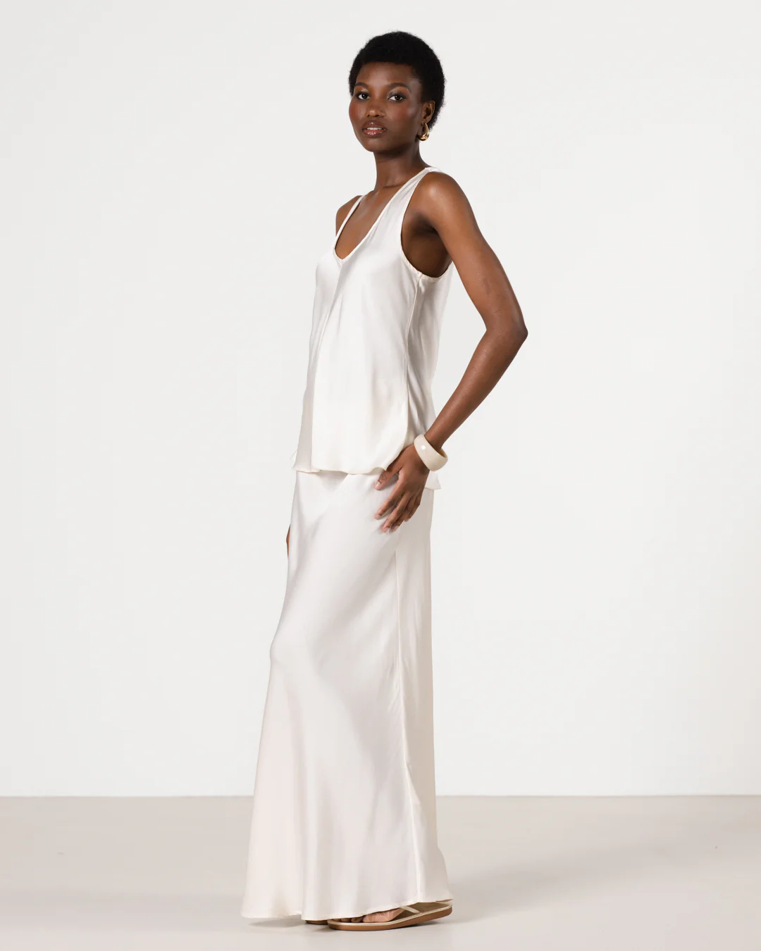 Lexi Satin Maxi Skirt | Ivory - Image 3