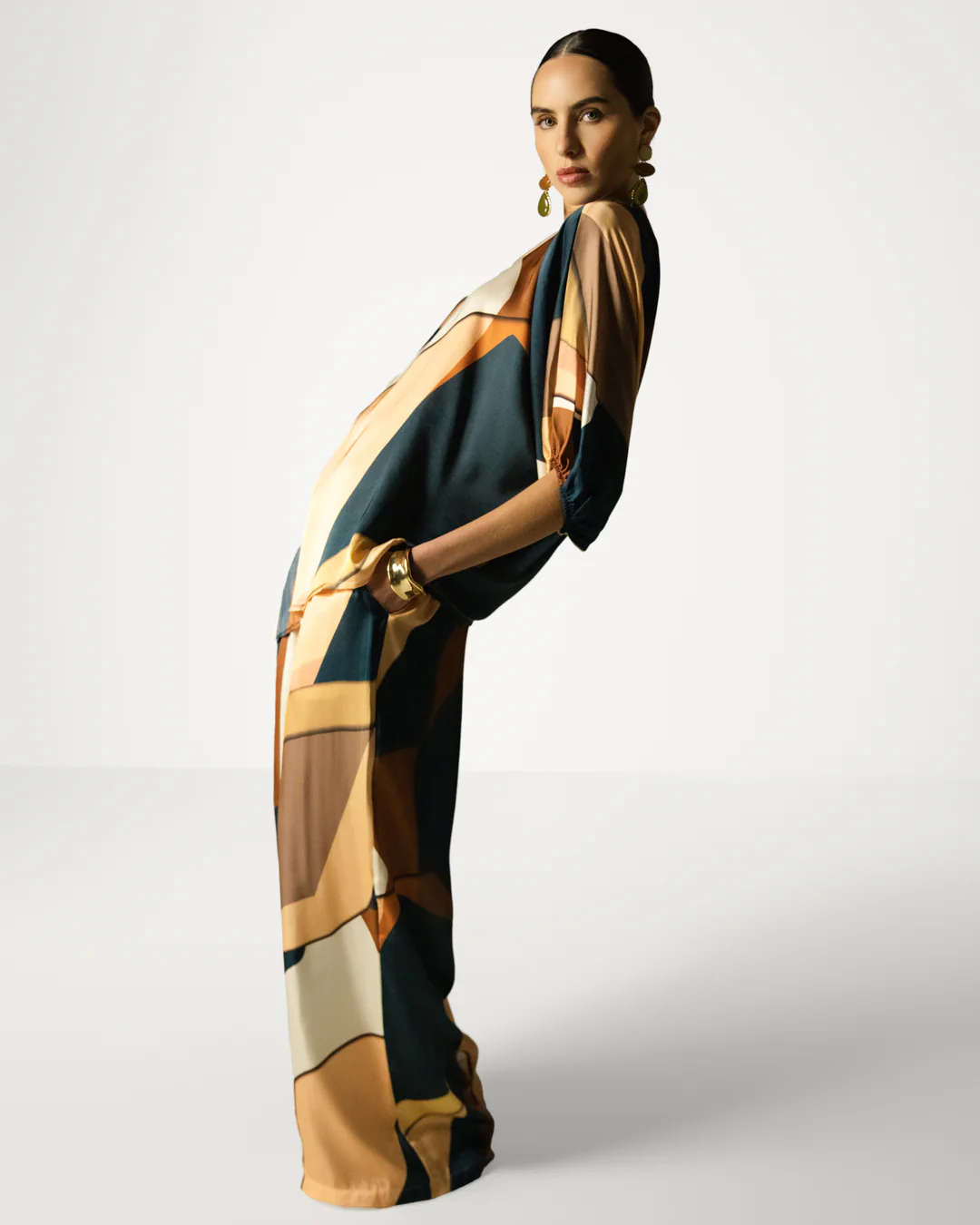 Lilith Elastic Waist Silk Trousers - Image 2