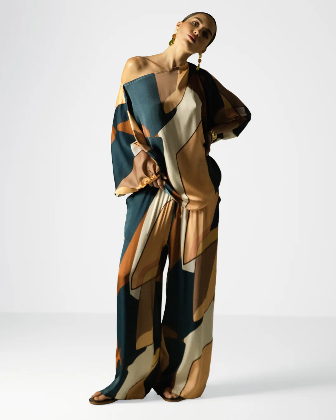 Lilith Elastic Waist Silk Trousers - Image 8