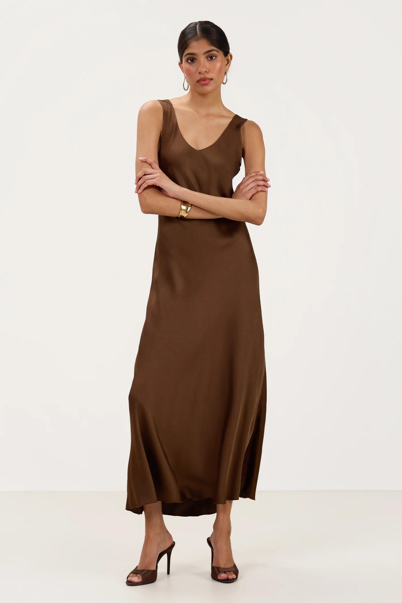 Liora Satin Maxi Dress | Chocolate Brown - Image 5