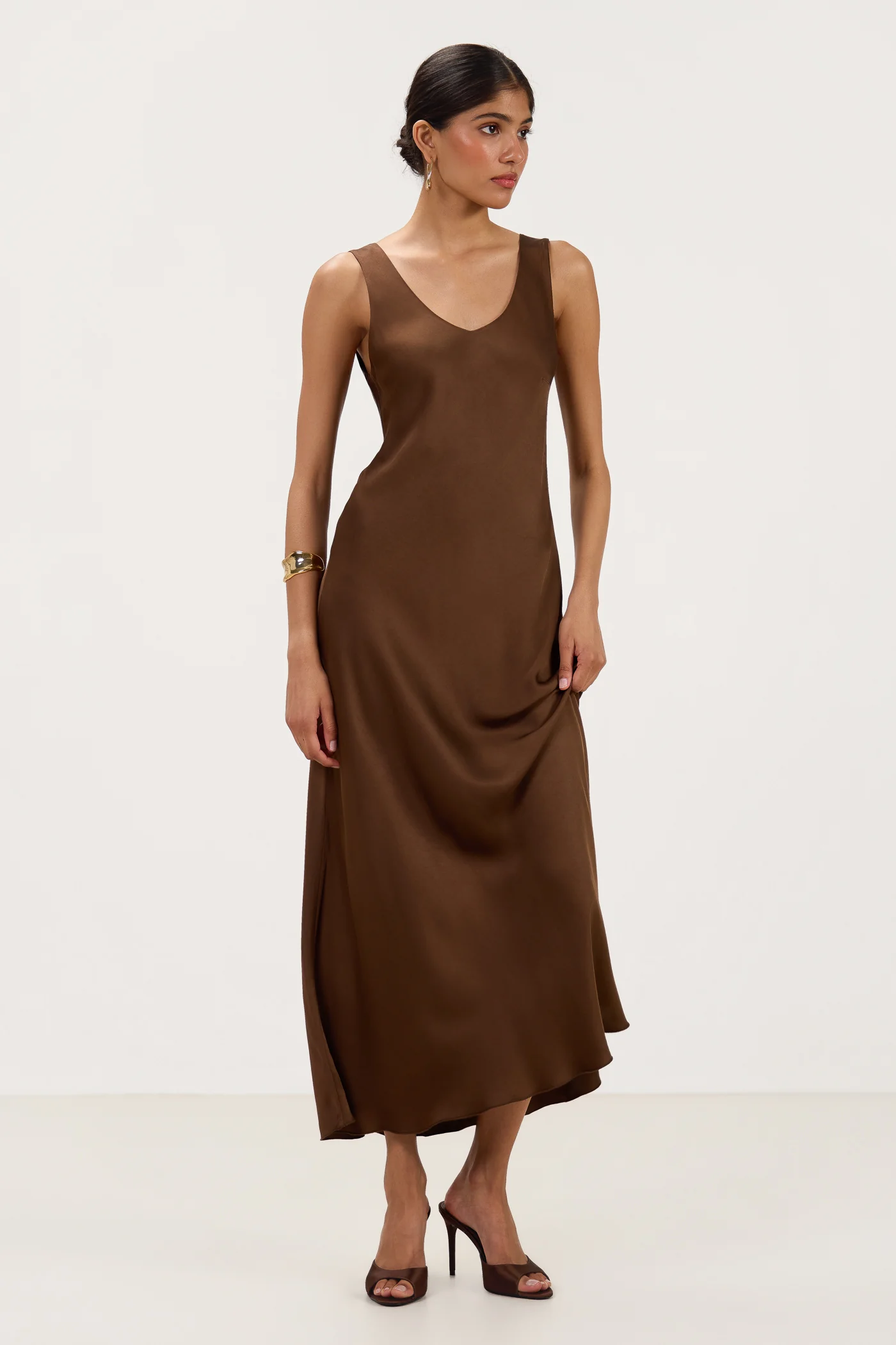 Liora Satin Maxi Dress | Chocolate Brown - Image 6