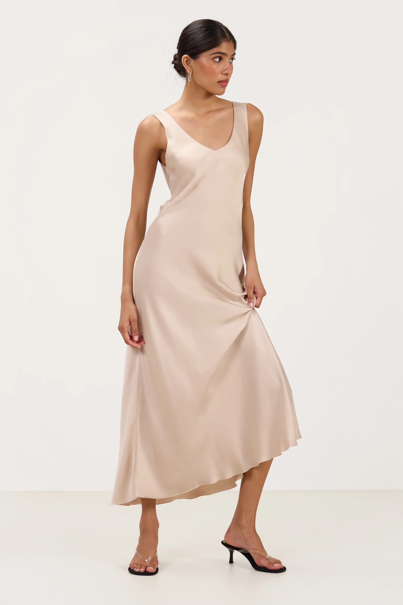 Liora Satin Maxi Dress | Sand