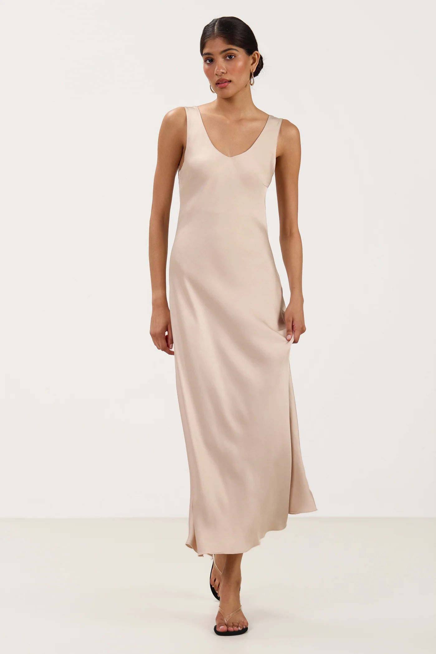 Liora Satin Maxi Dress | Sand - Image 3