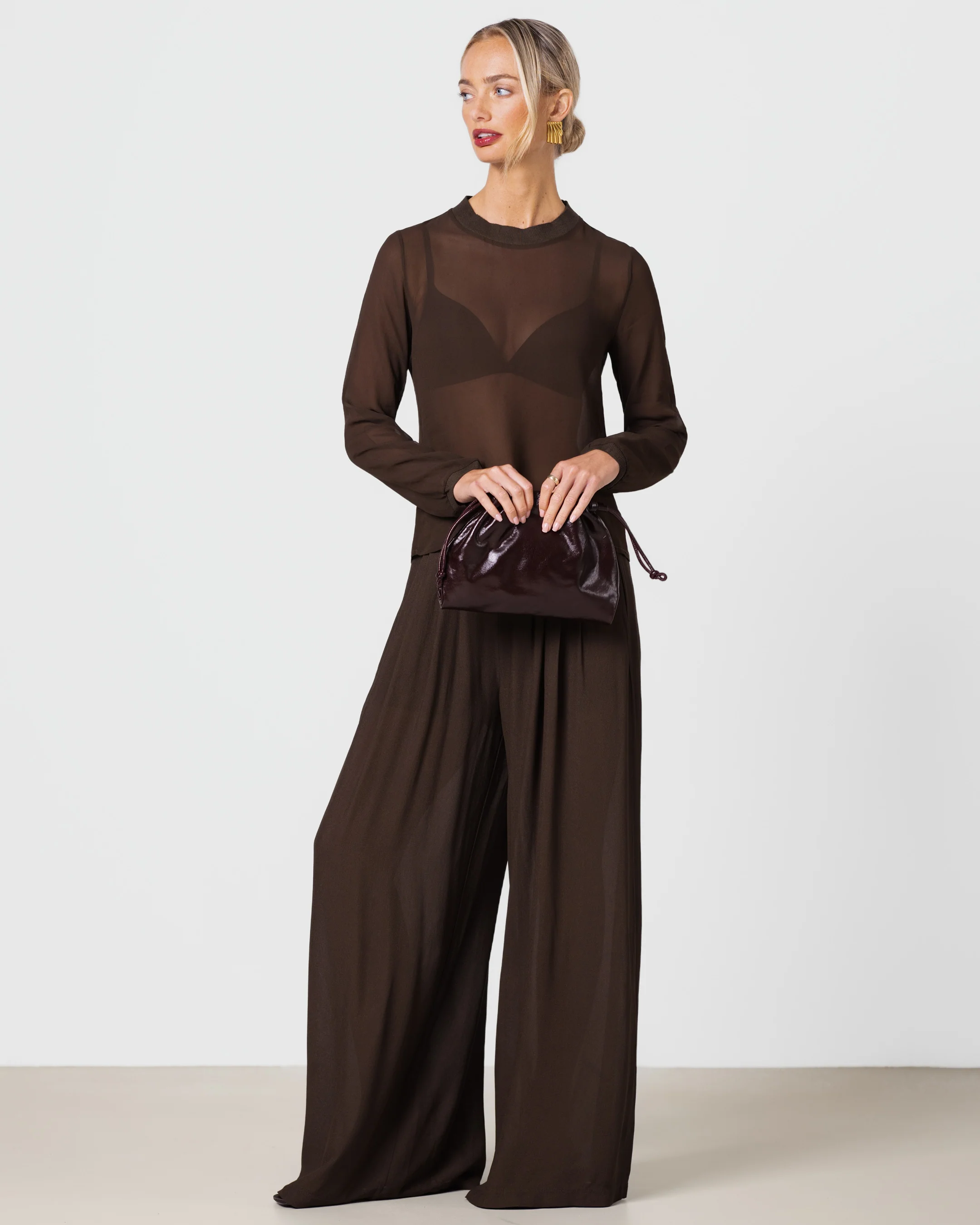 Lola Sheer Top | Chocolate Brown - Image 5
