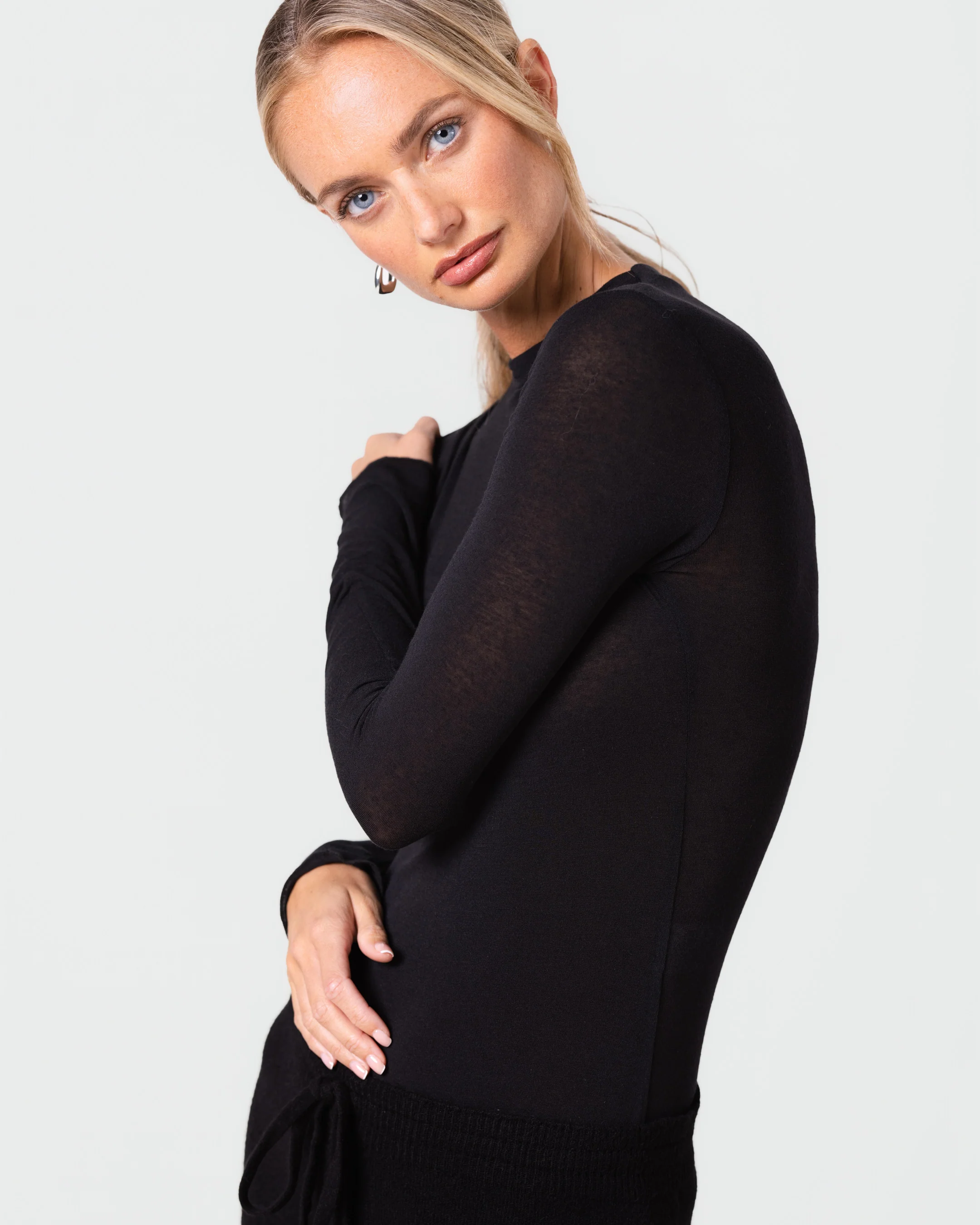 Lucia Featherweight High Neck Top | Black | Modal-Cashmere - Image 6
