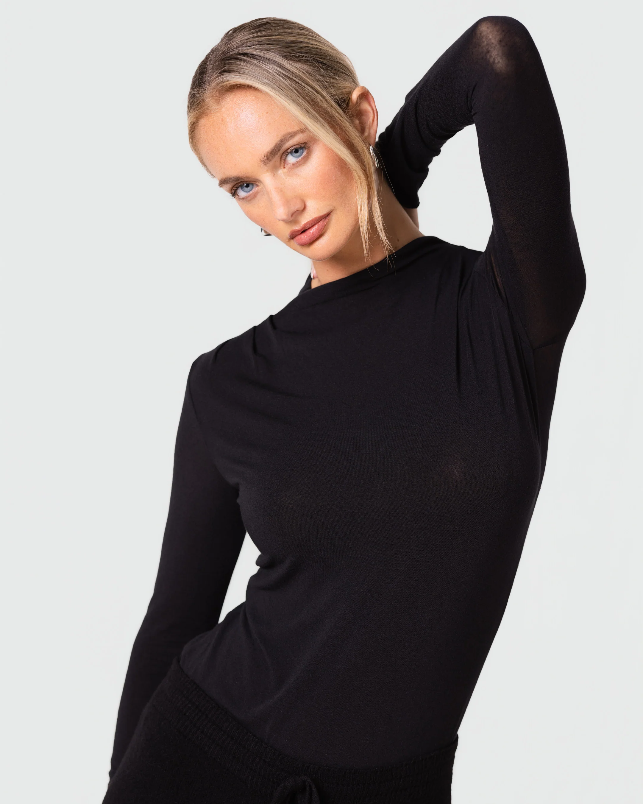 Lucia Featherweight High Neck Top | Black | Modal-Cashmere - Image 7
