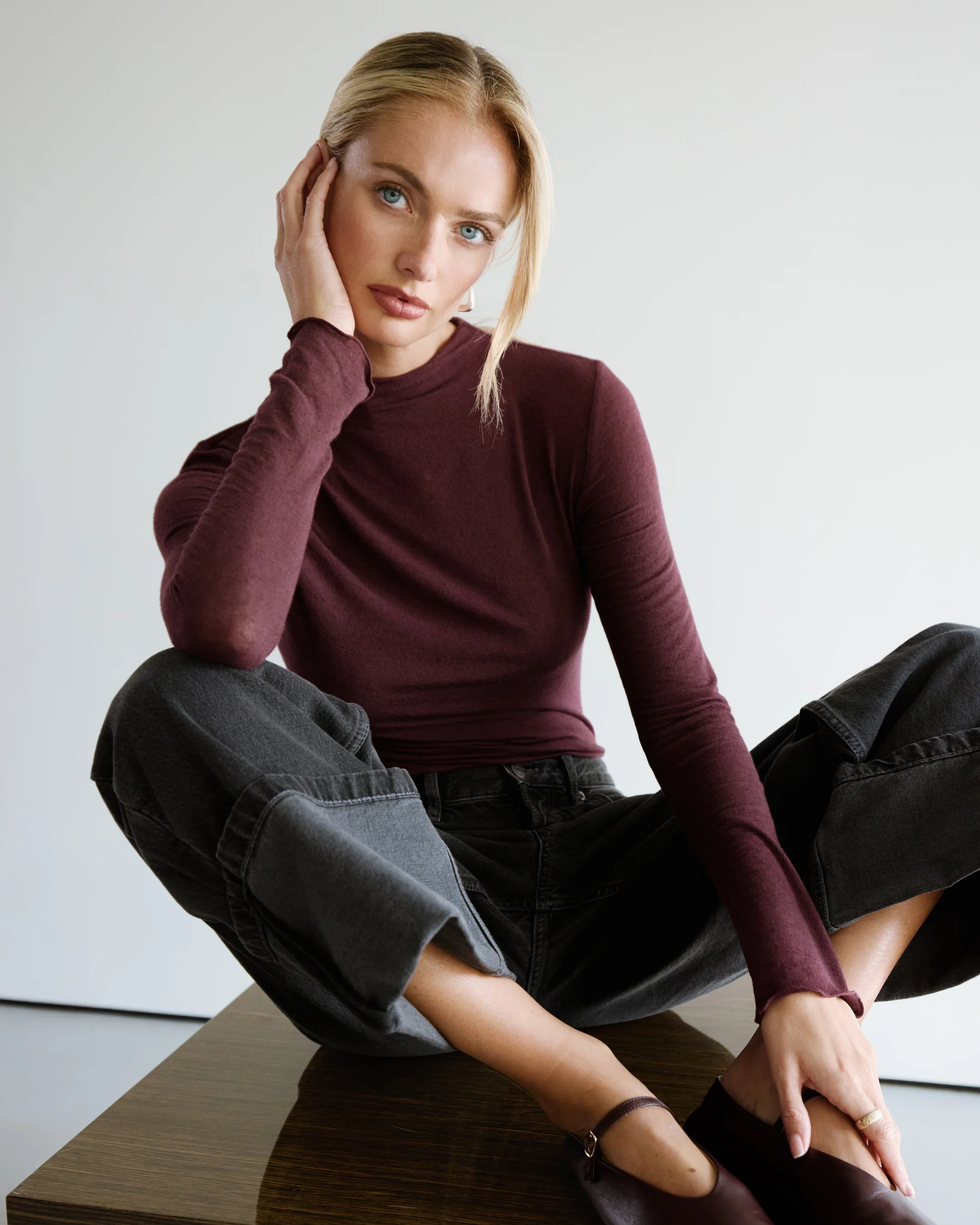Lucia Featherweight High Neck Top | Amethyst Plum | Modal-Cashmere - Image 2
