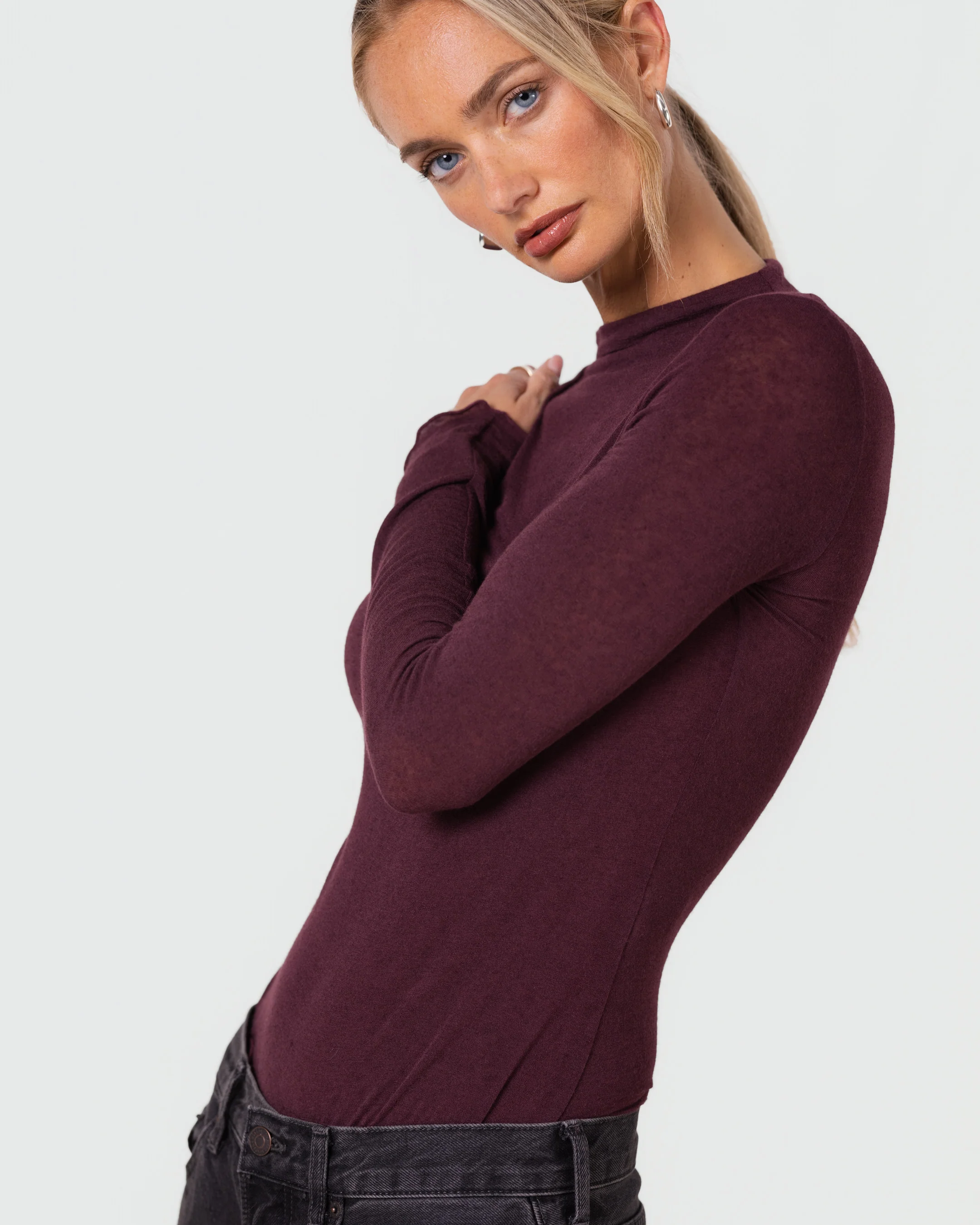 Lucia Featherweight High Neck Top | Amethyst Plum | Modal-Cashmere - Image 3