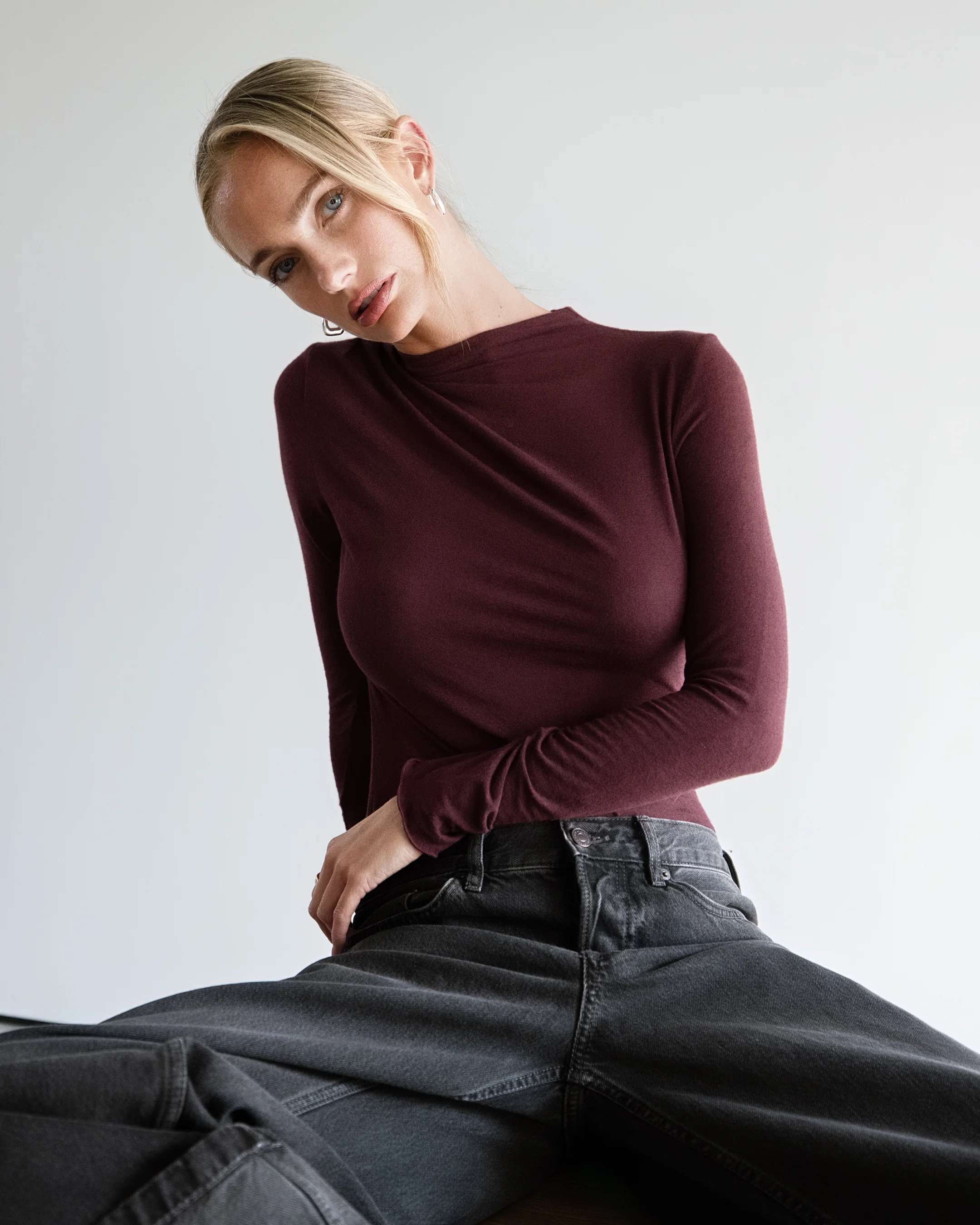 Lucia Featherweight High Neck Top | Amethyst Plum | Modal-Cashmere - Image 7
