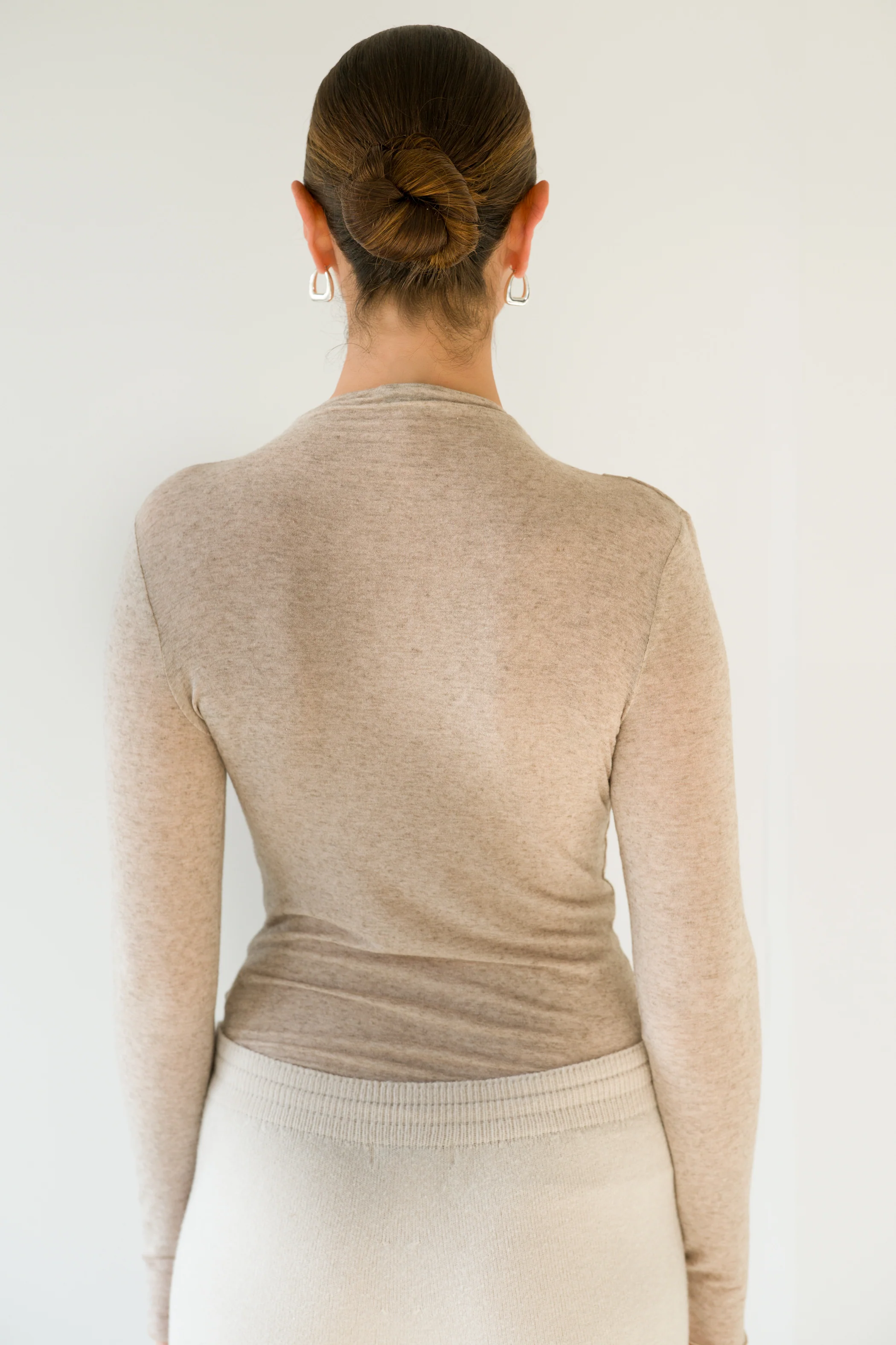 Lucia Featherweight High Neck Top | Oatmeal | Modal-Cashmere - Image 2
