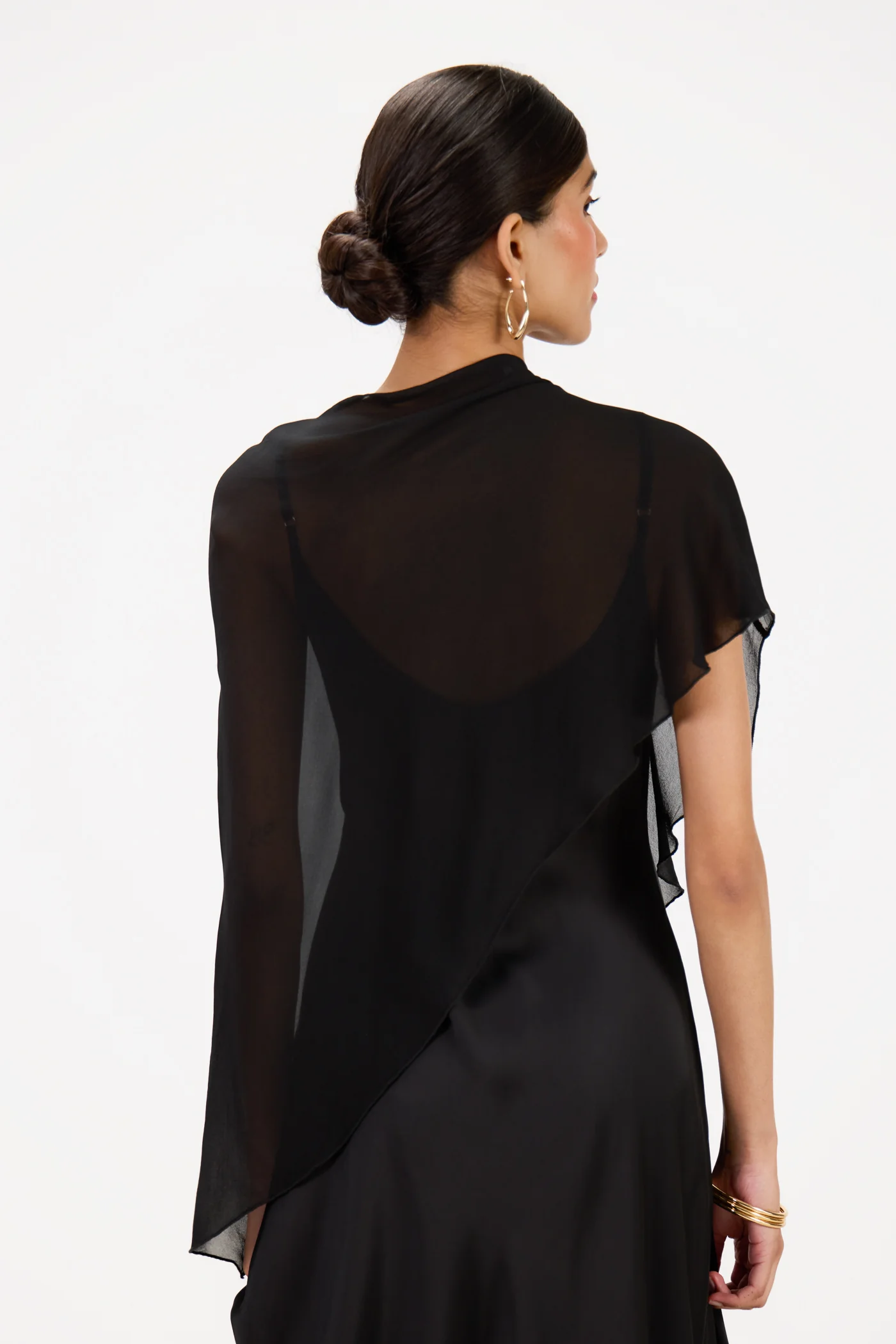 Lumi Asymmetric Poncho | Black - Image 2