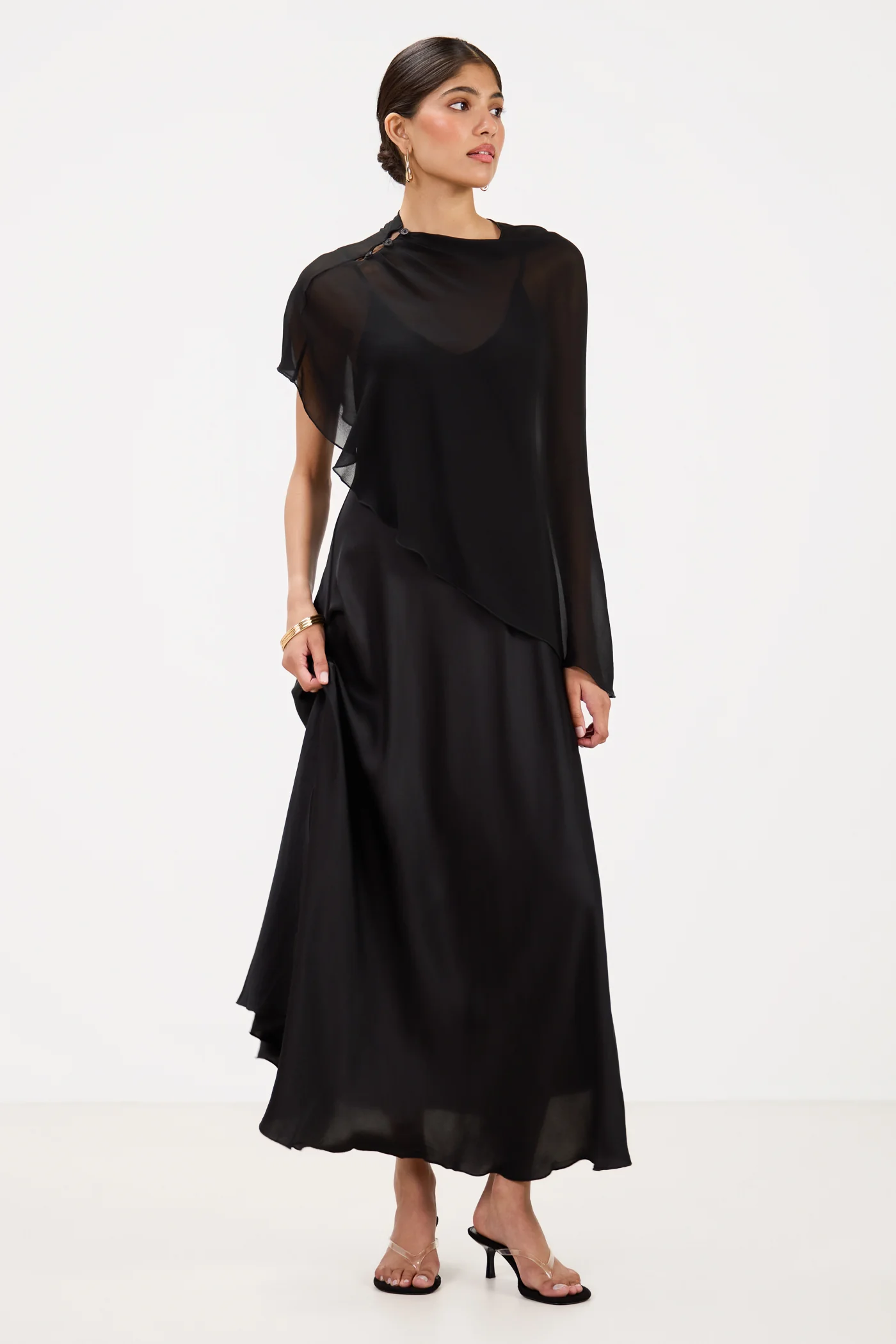 Lumi Asymmetric Poncho | Black - Image 3