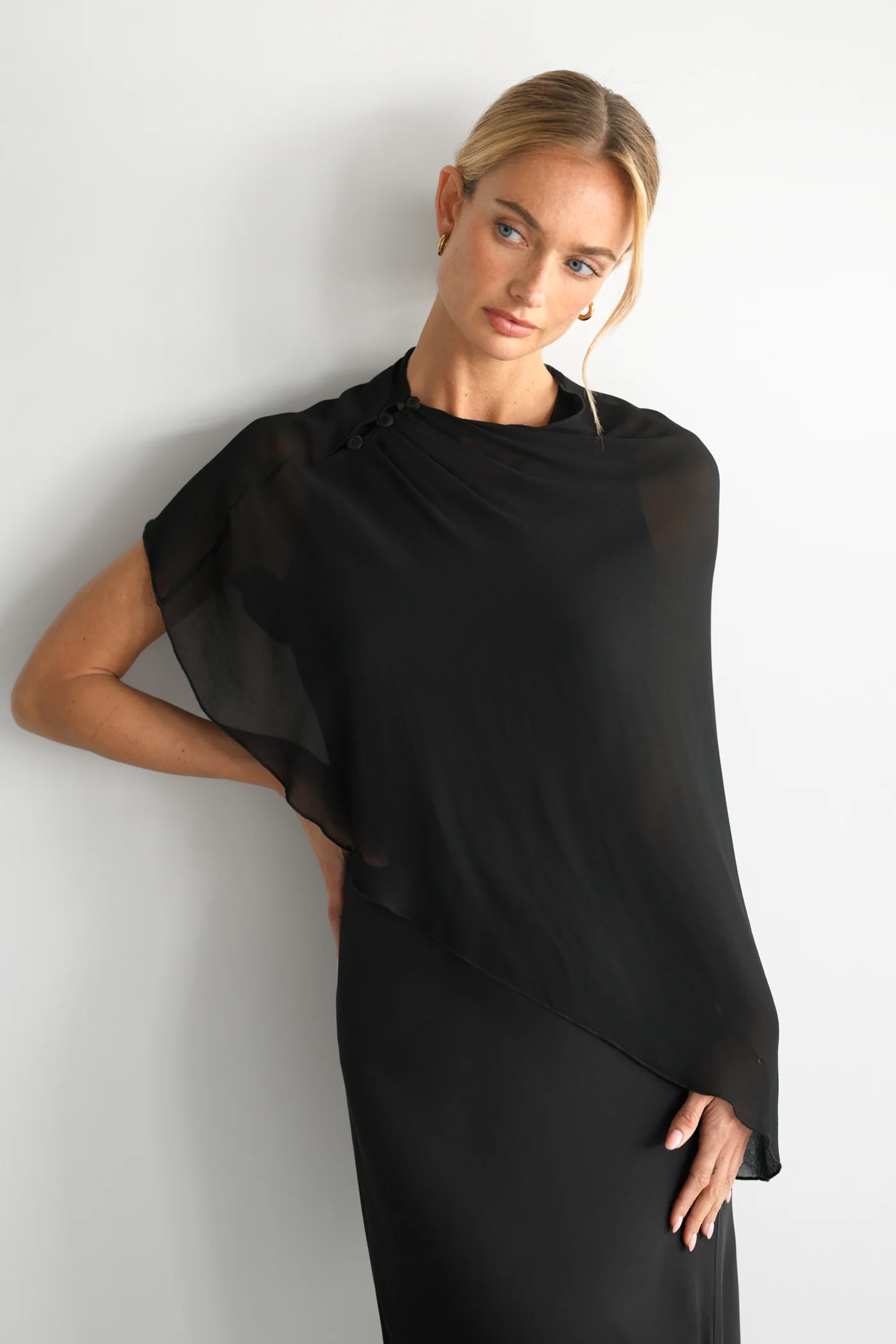 Lumi Asymmetric Poncho | Black - Image 9