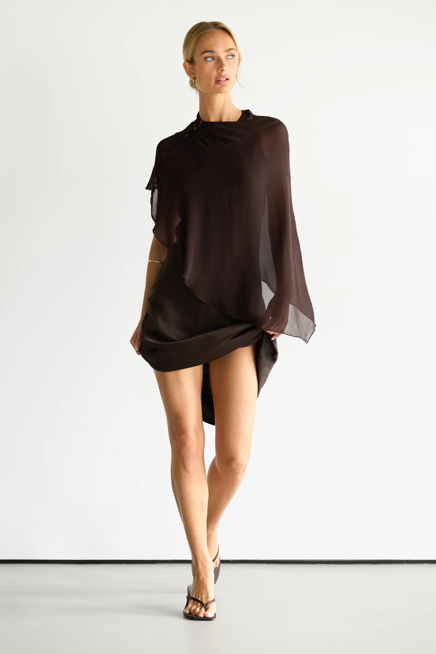 Lumi Asymmetric Poncho | Espresso Brown - Image 6