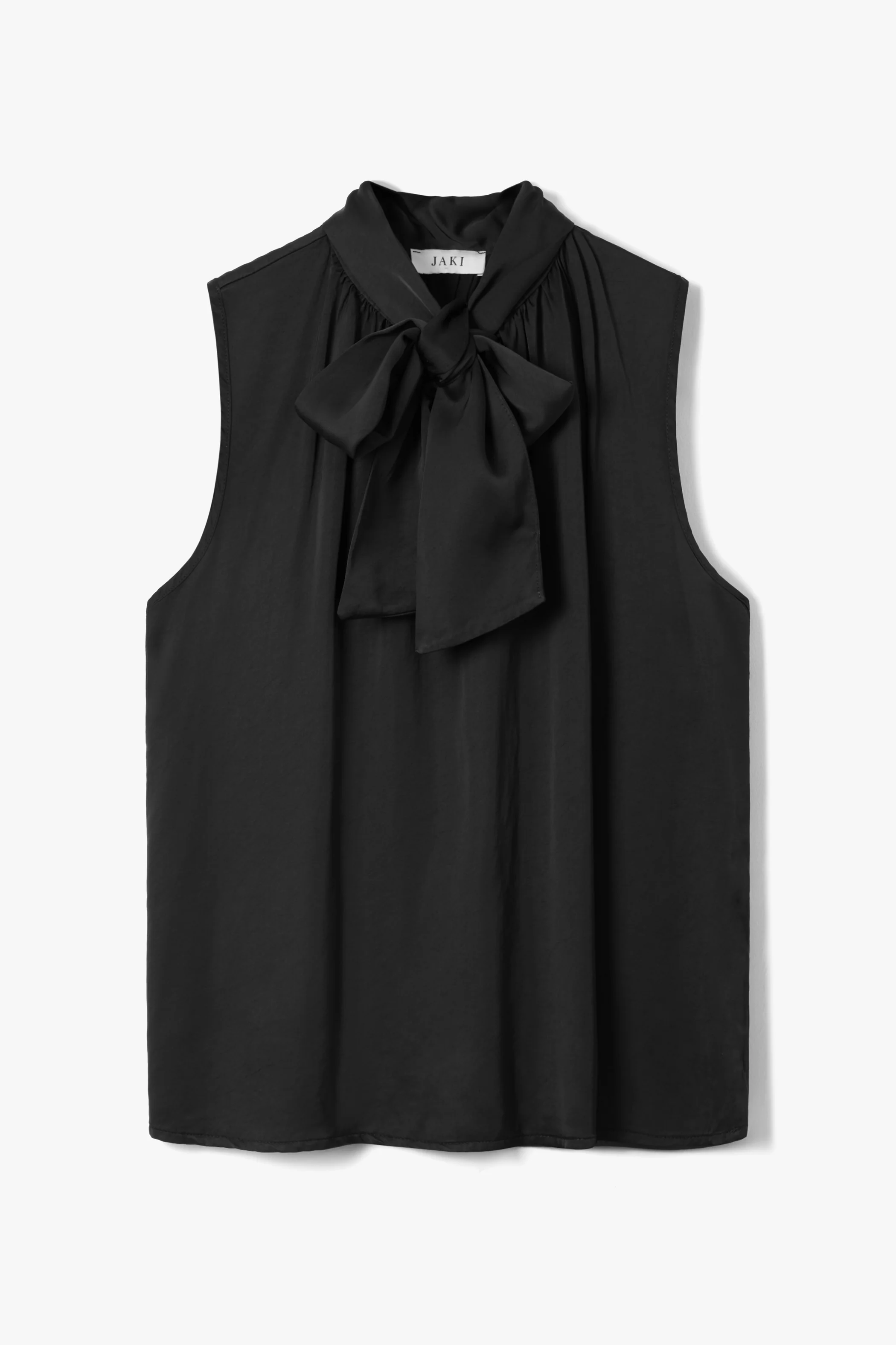 Lyanne Bow Neck Tie Satin Blouse | Black - Image 6