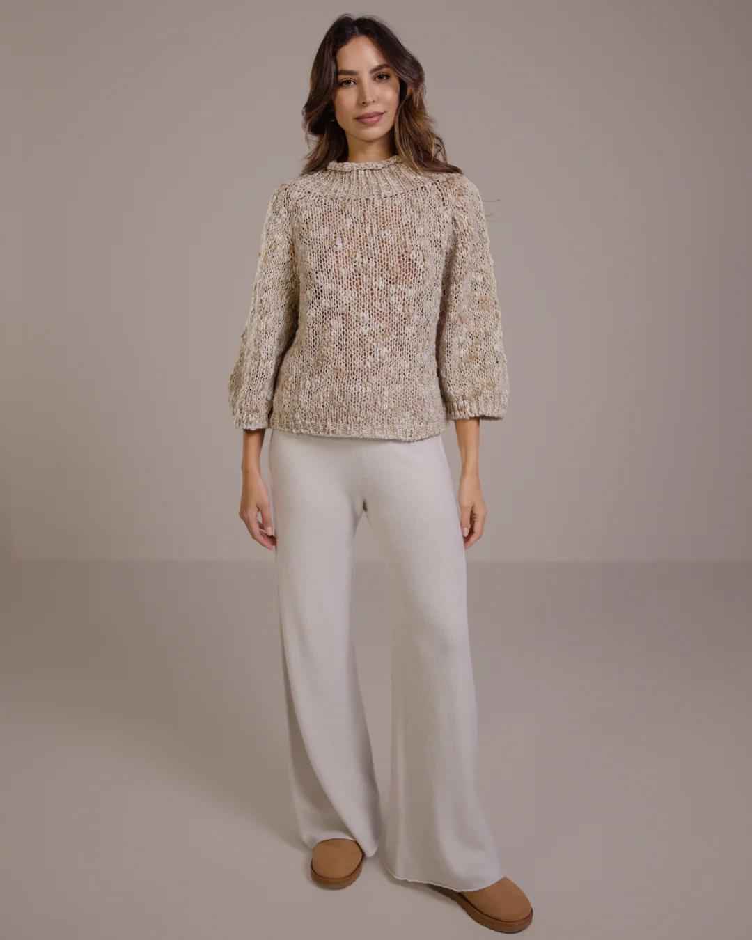 Mabel Mockneck Sweater | Light Beige | Wool Blend - Image 2