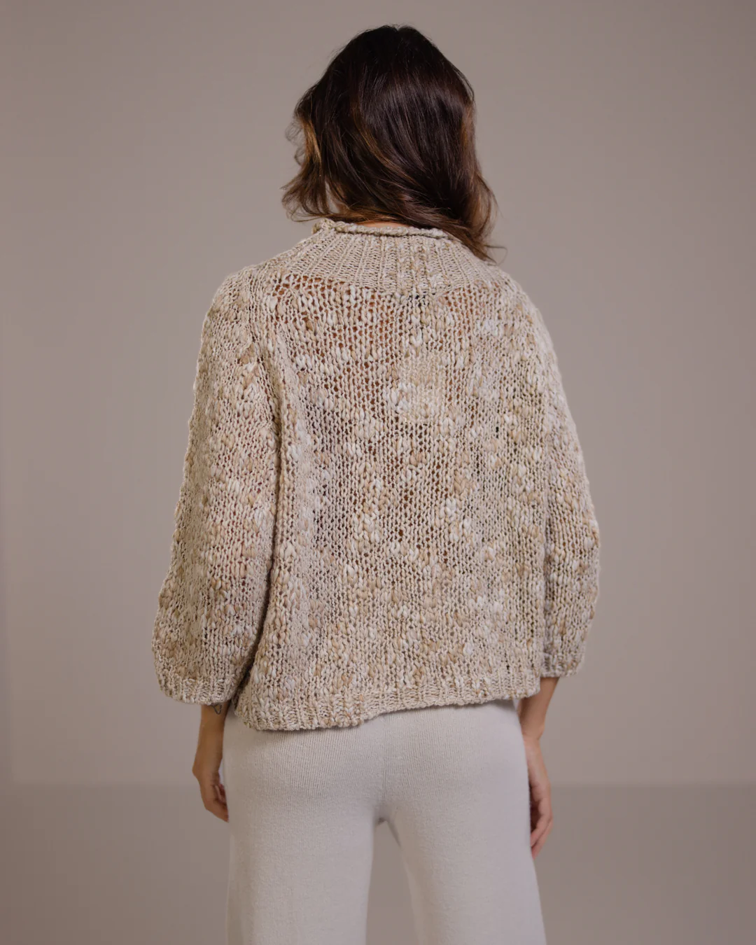 Mabel Mockneck Sweater | Light Beige | Wool Blend - Image 4