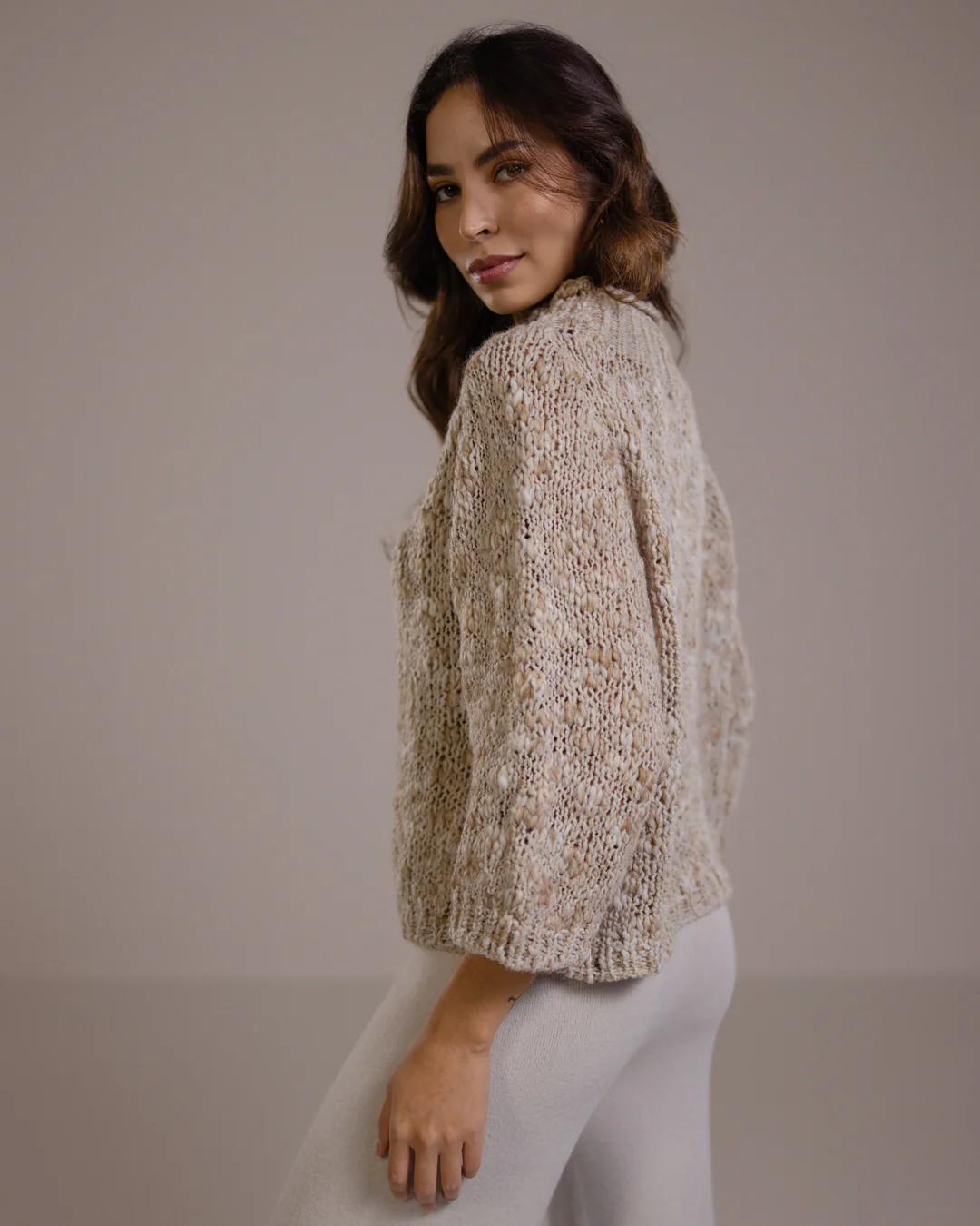 Mabel Mockneck Sweater | Light Beige | Wool Blend - Image 5