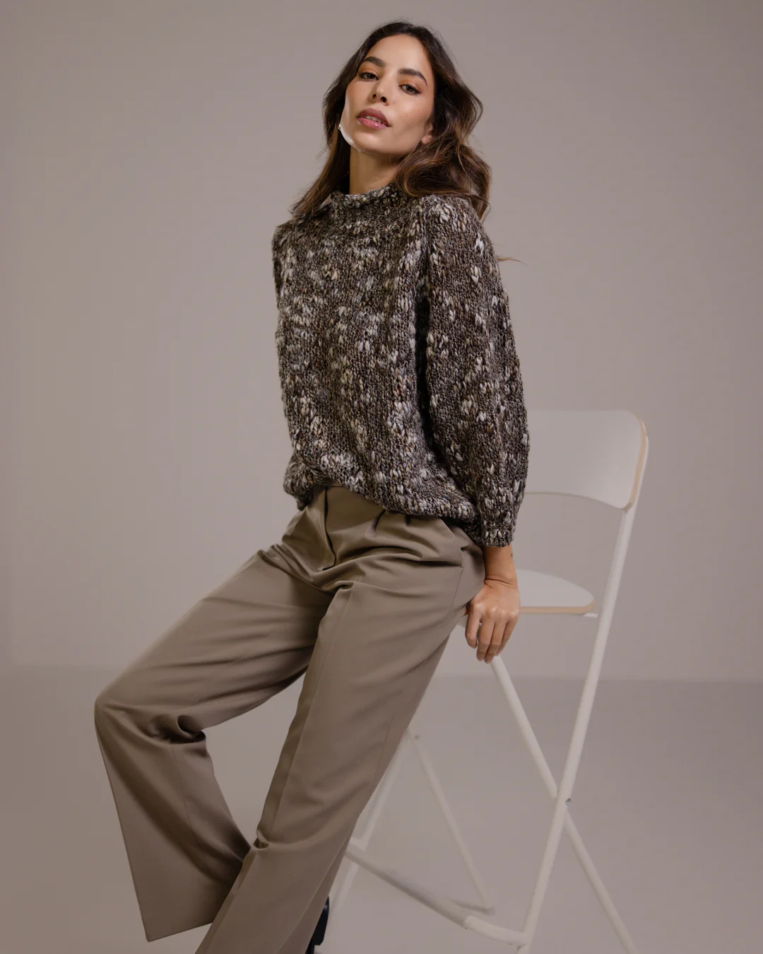 Mabel Mockneck Sweater | Mink | Wool Blend - Image 2