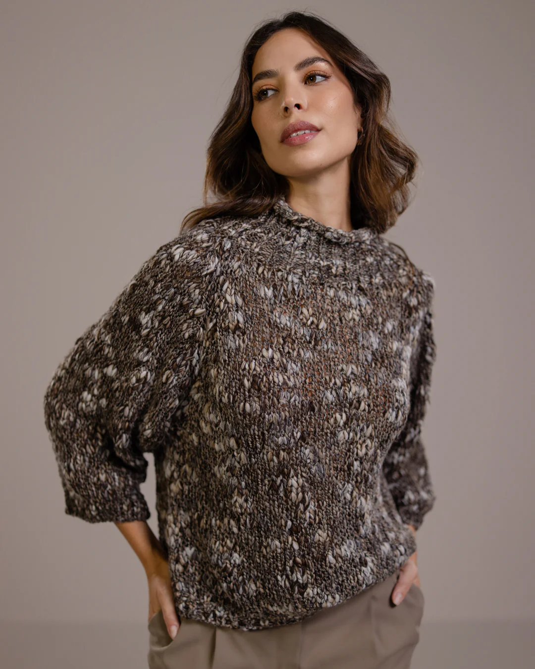Mabel Mockneck Sweater | Mink | Wool Blend - Image 7