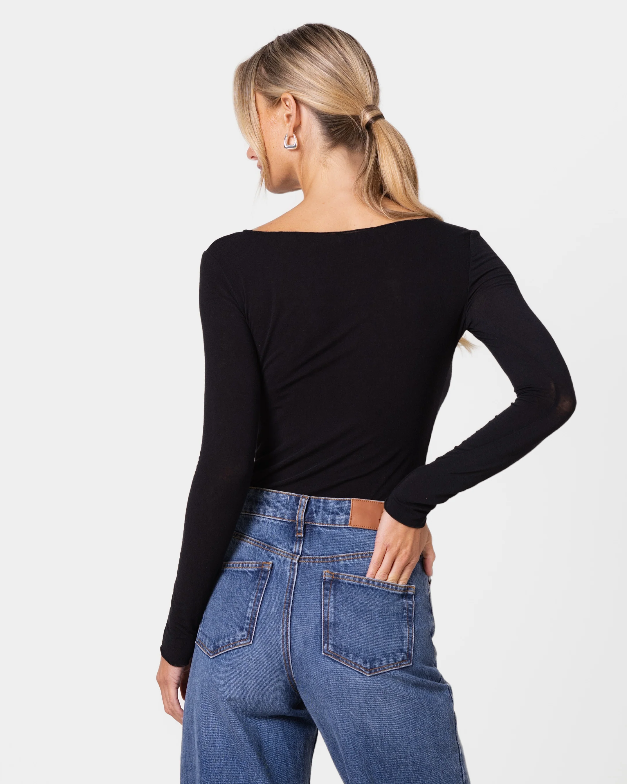 Mae Featherweight Boatneck Top | Black | Modal-Cashmere - Image 5