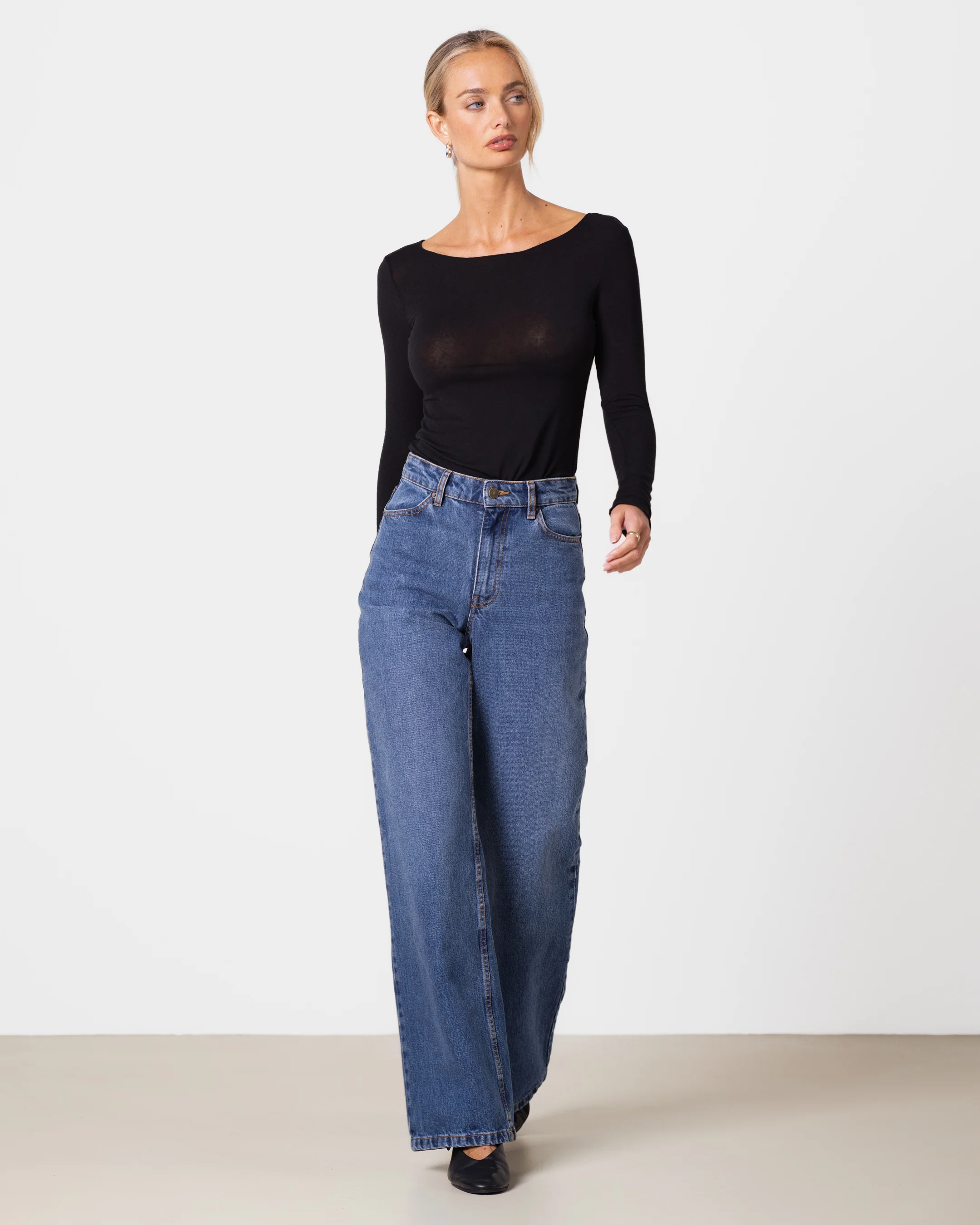 Mae Featherweight Boatneck Top | Black | Modal-Cashmere - Image 7