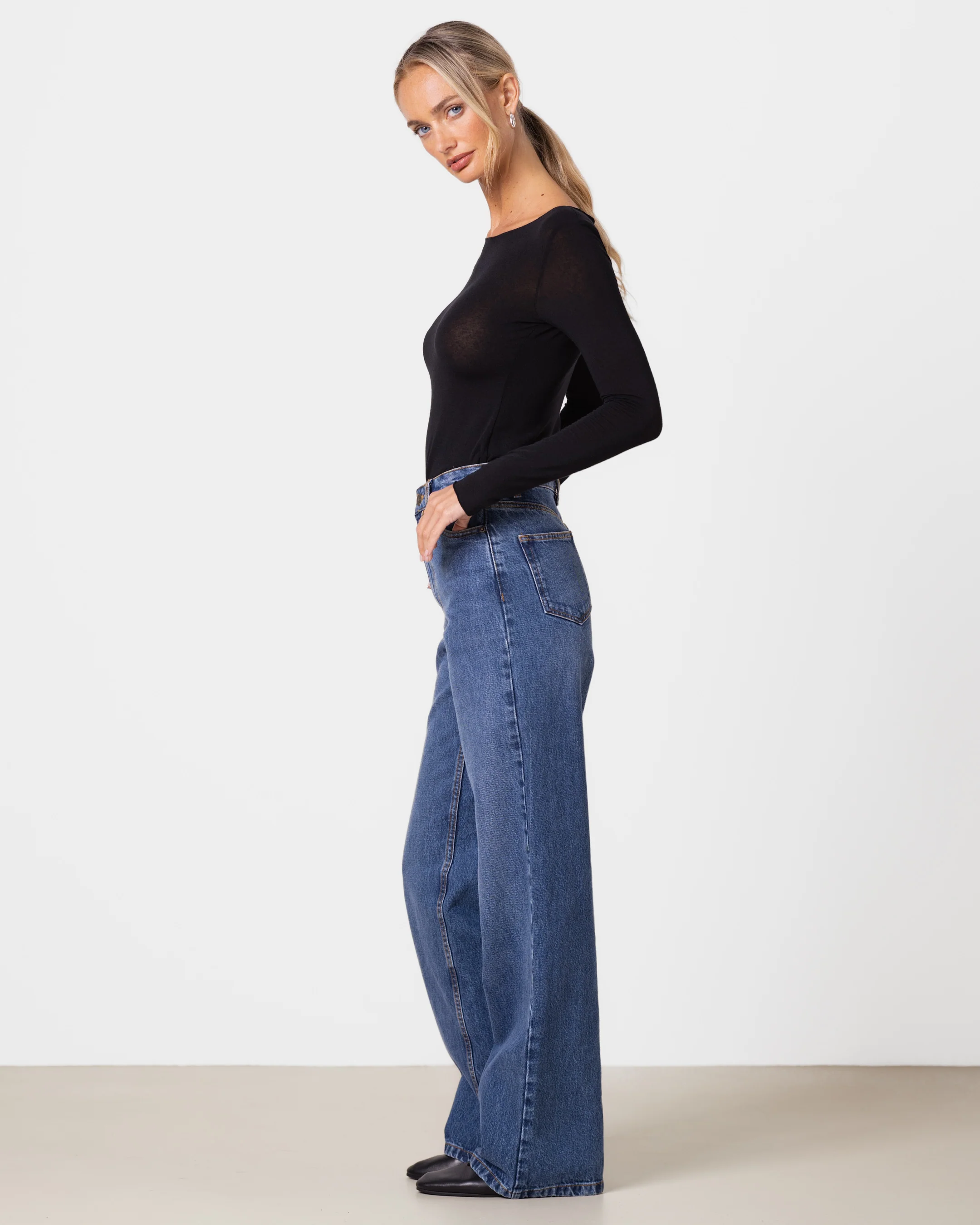Mae Featherweight Boatneck Top | Black | Modal-Cashmere - Image 8