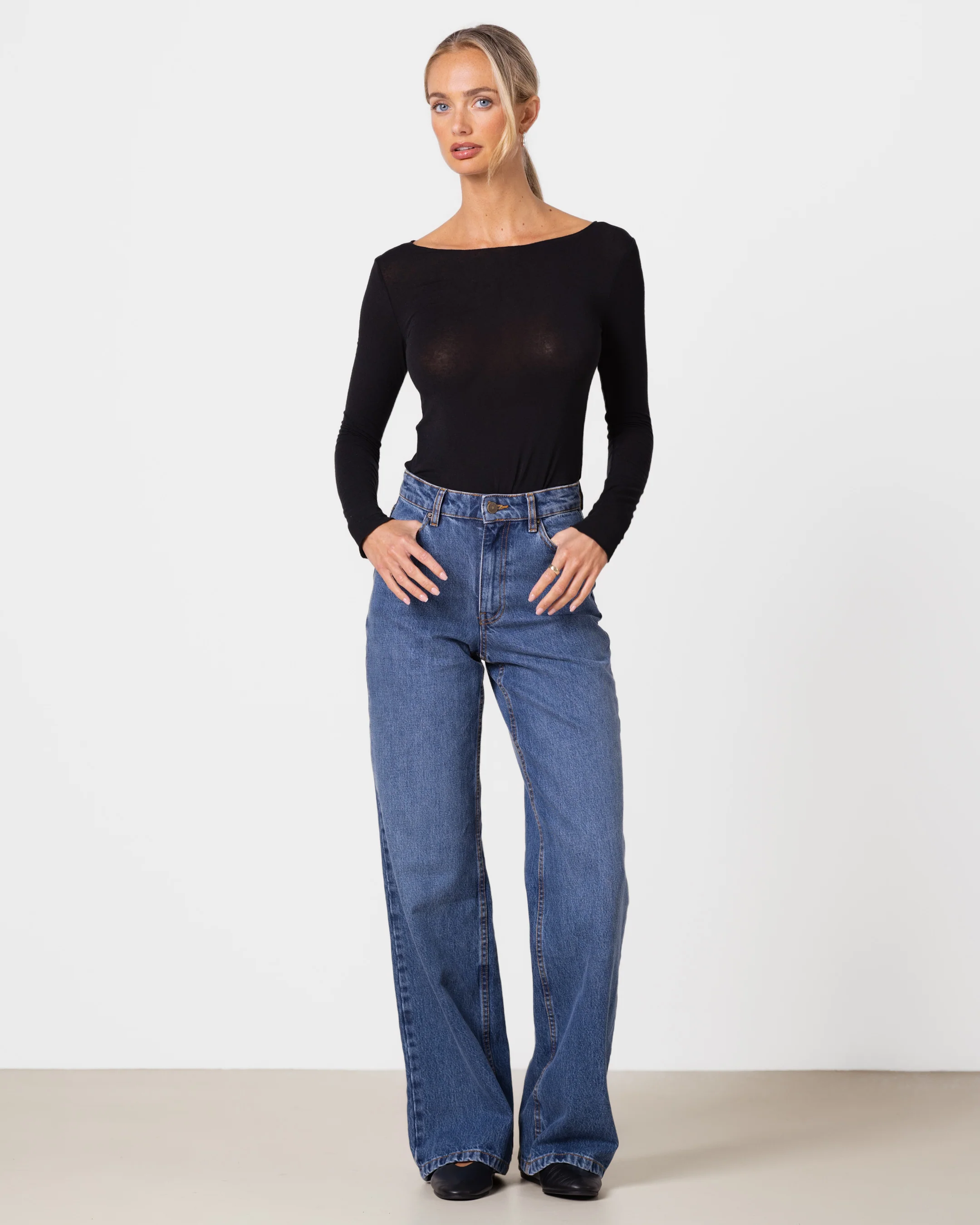 Mae Featherweight Boatneck Top | Black | Modal-Cashmere - Image 9