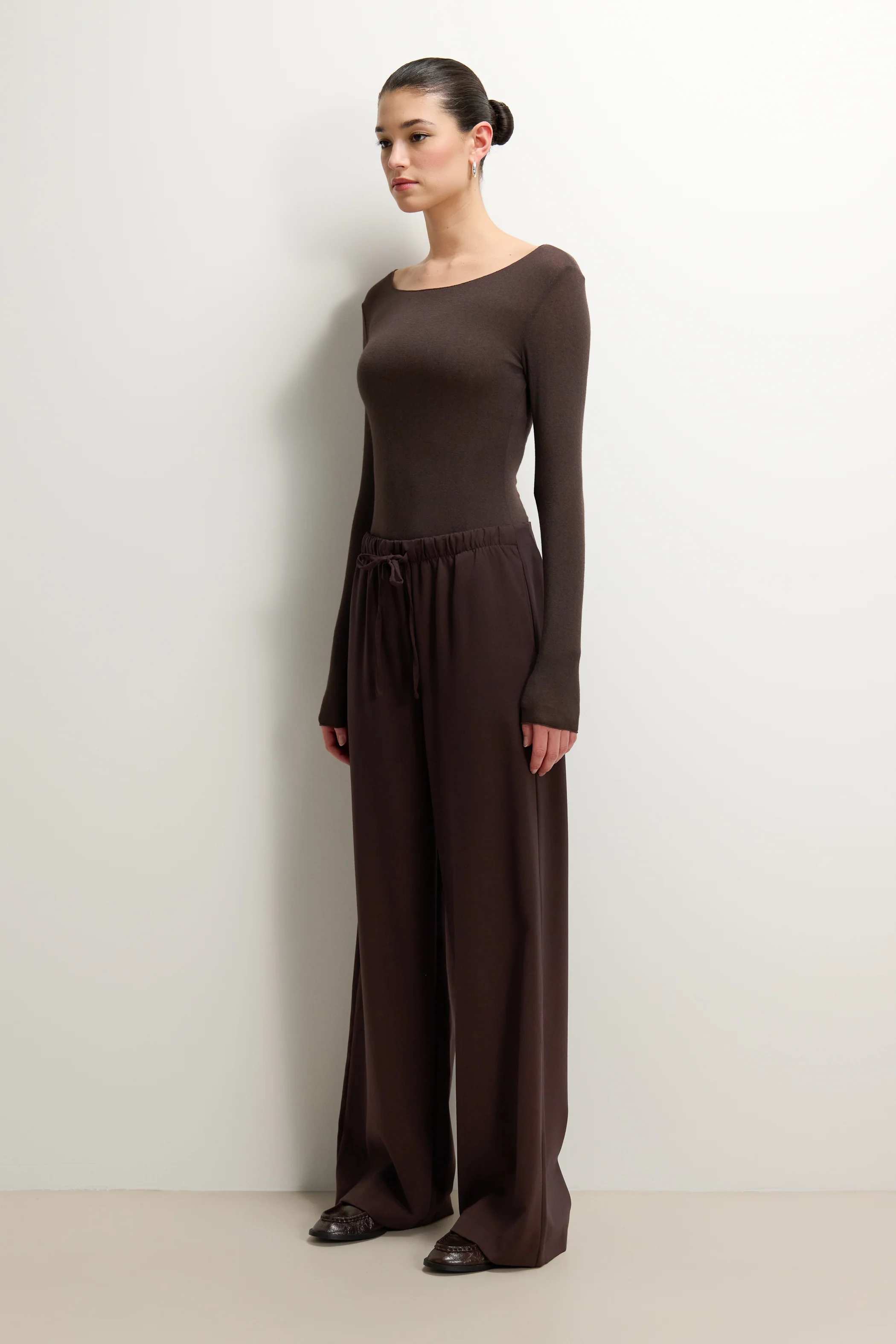Mae Featherweight Boatneck Top | Espresso Brown | Modal-Cashmere - Image 3