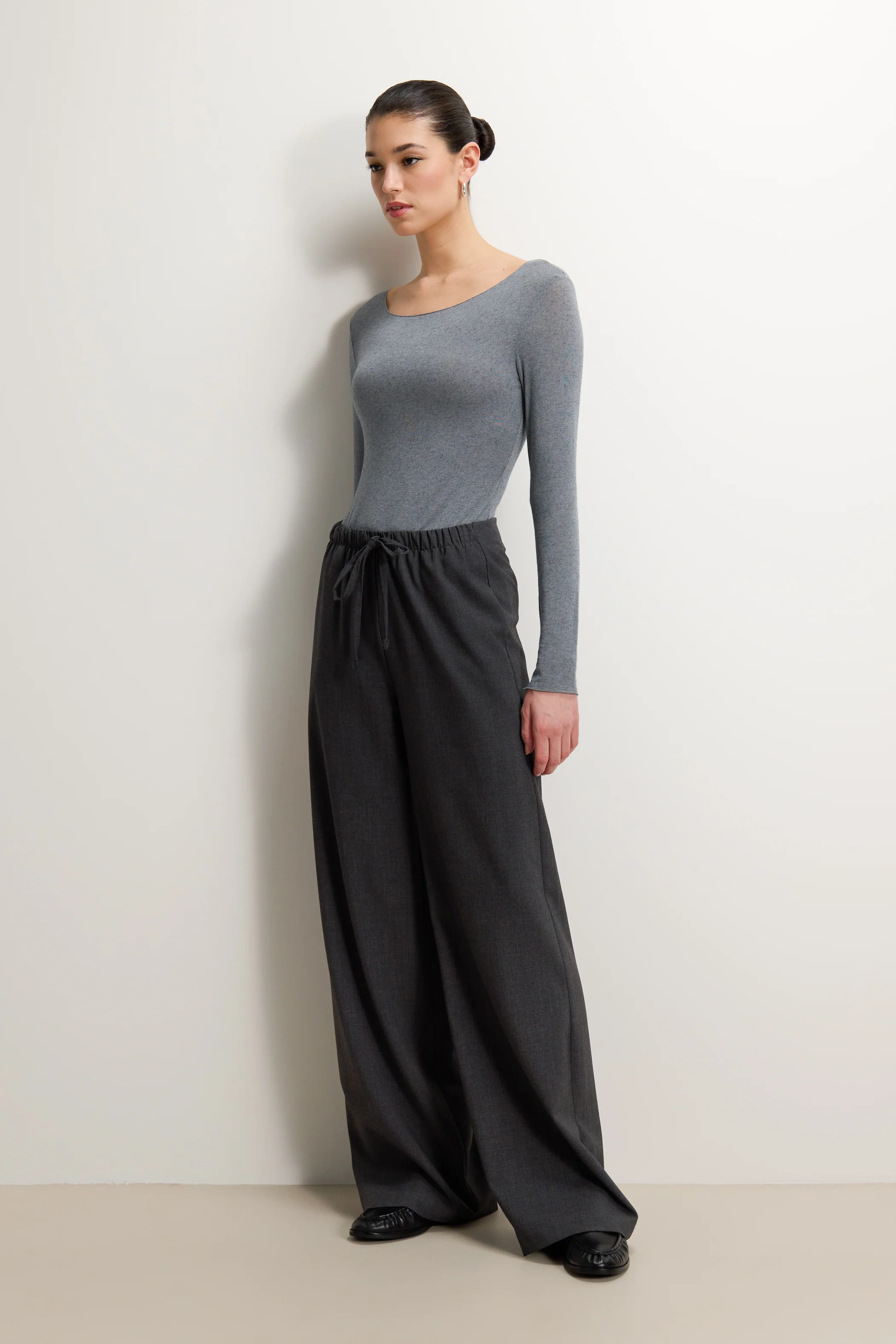 Mae Featherweight Boatneck Top | Grey Melange | Modal-Cashmere - Image 3
