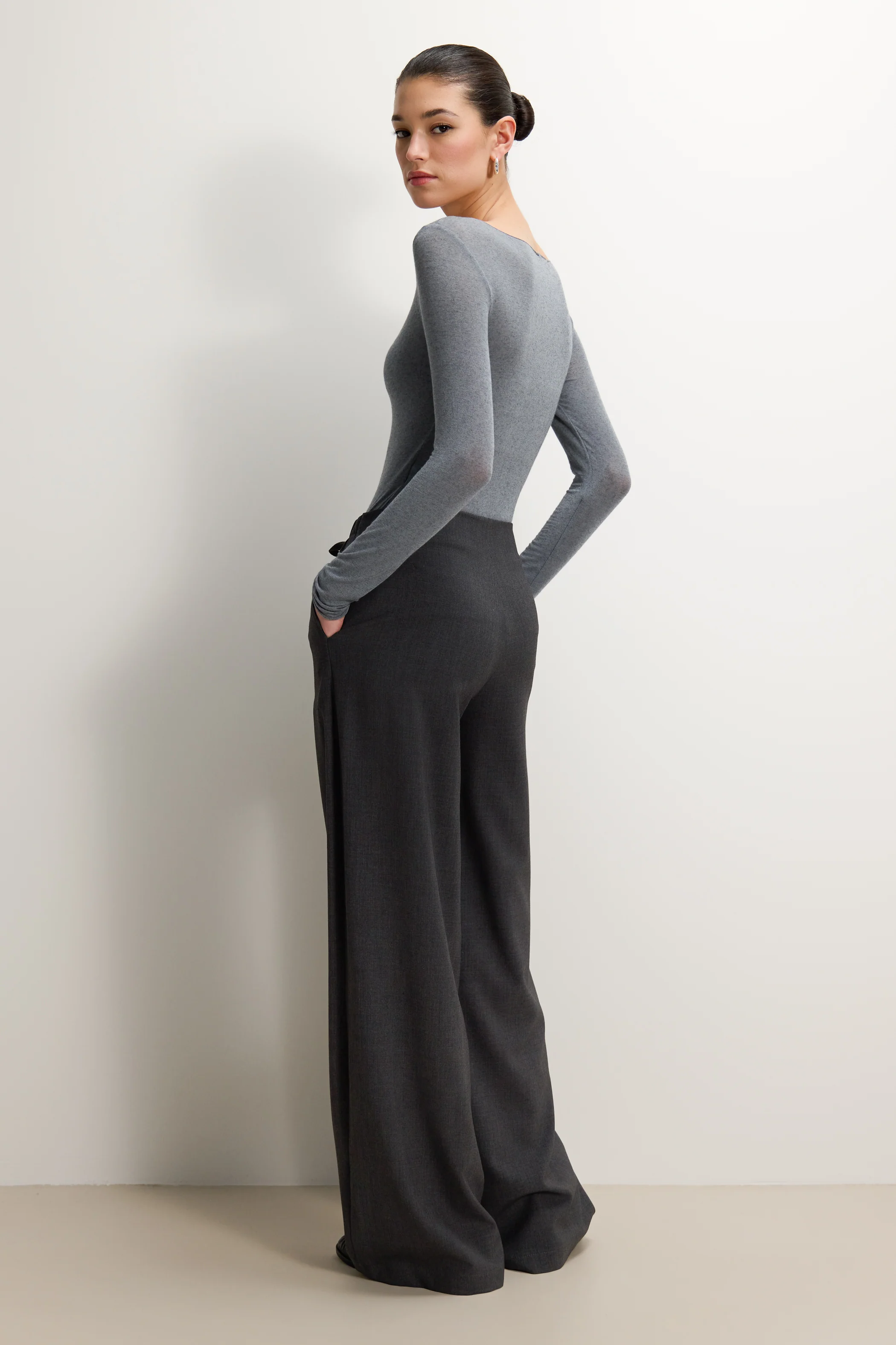 Mae Featherweight Boatneck Top | Grey Melange | Modal-Cashmere - Image 4