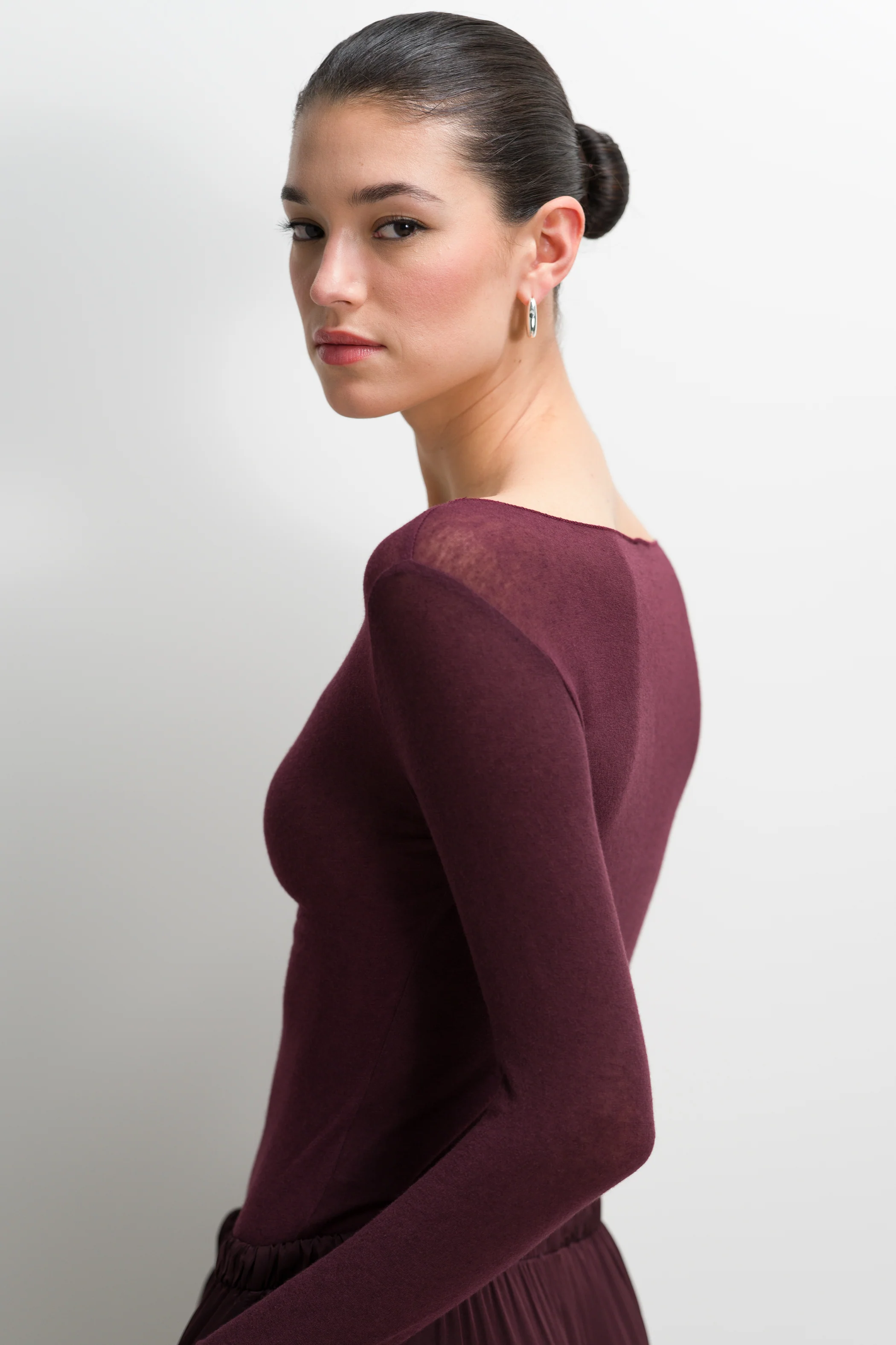 Mae Featherweight Boatneck Top | Amethyst Plum | Modal-Cashmere - Image 3