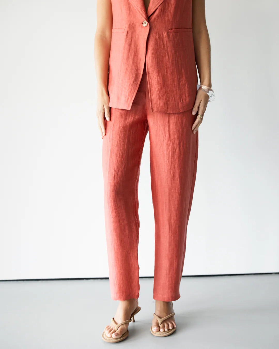 Maris Elastic Waist Trousers | Coral - Image 6