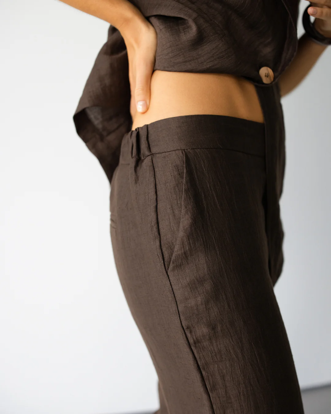 Maris Elastic Waist Trousers | Espresso Brown - Image 3