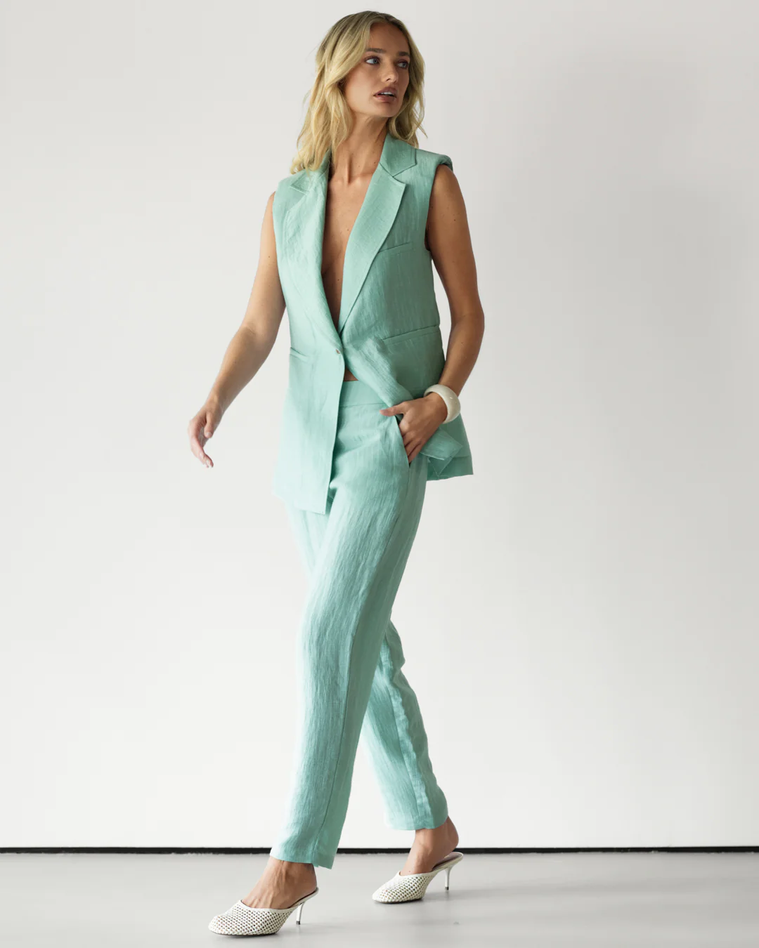 Maris Elastic Waist Trousers | Mint - Image 5