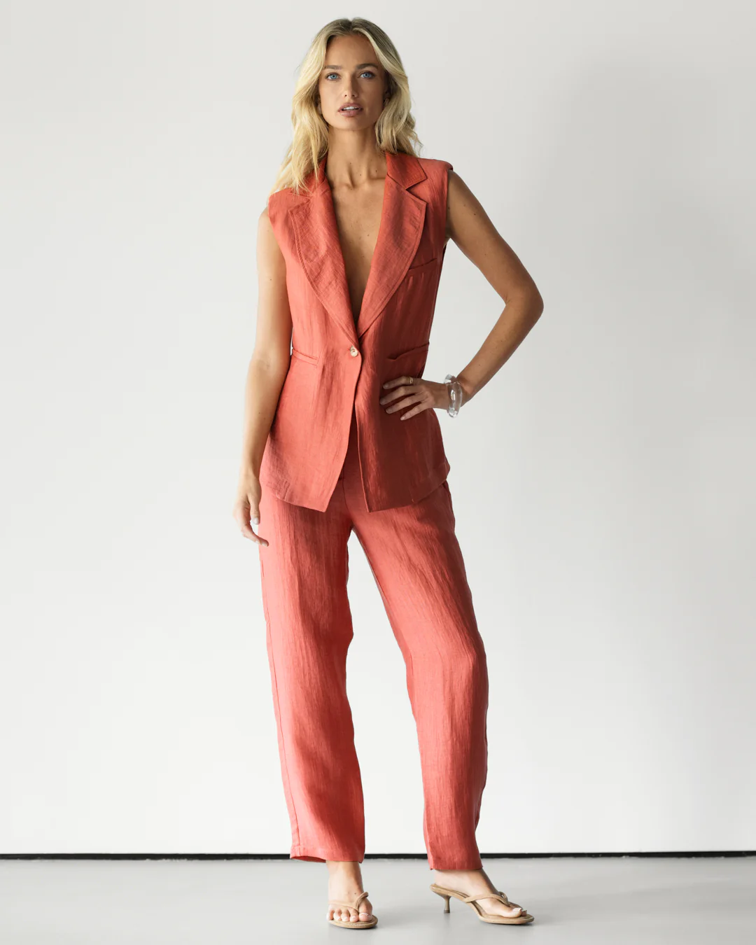 Maris Elastic Waist Trousers | Coral - Image 5