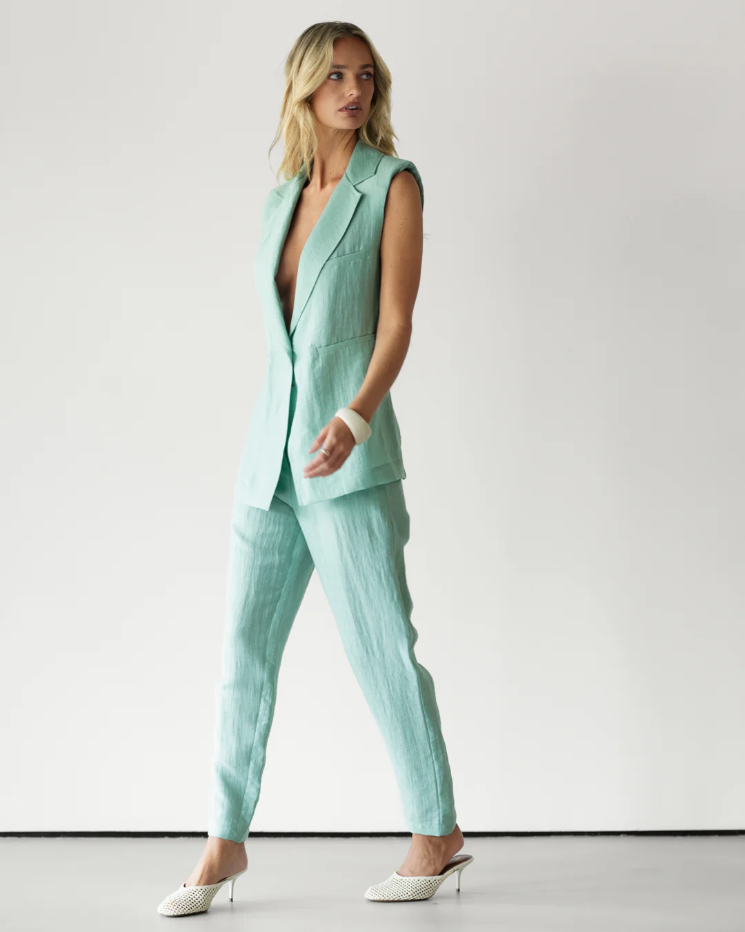 Maris Elastic Waist Trousers | Mint - Image 6