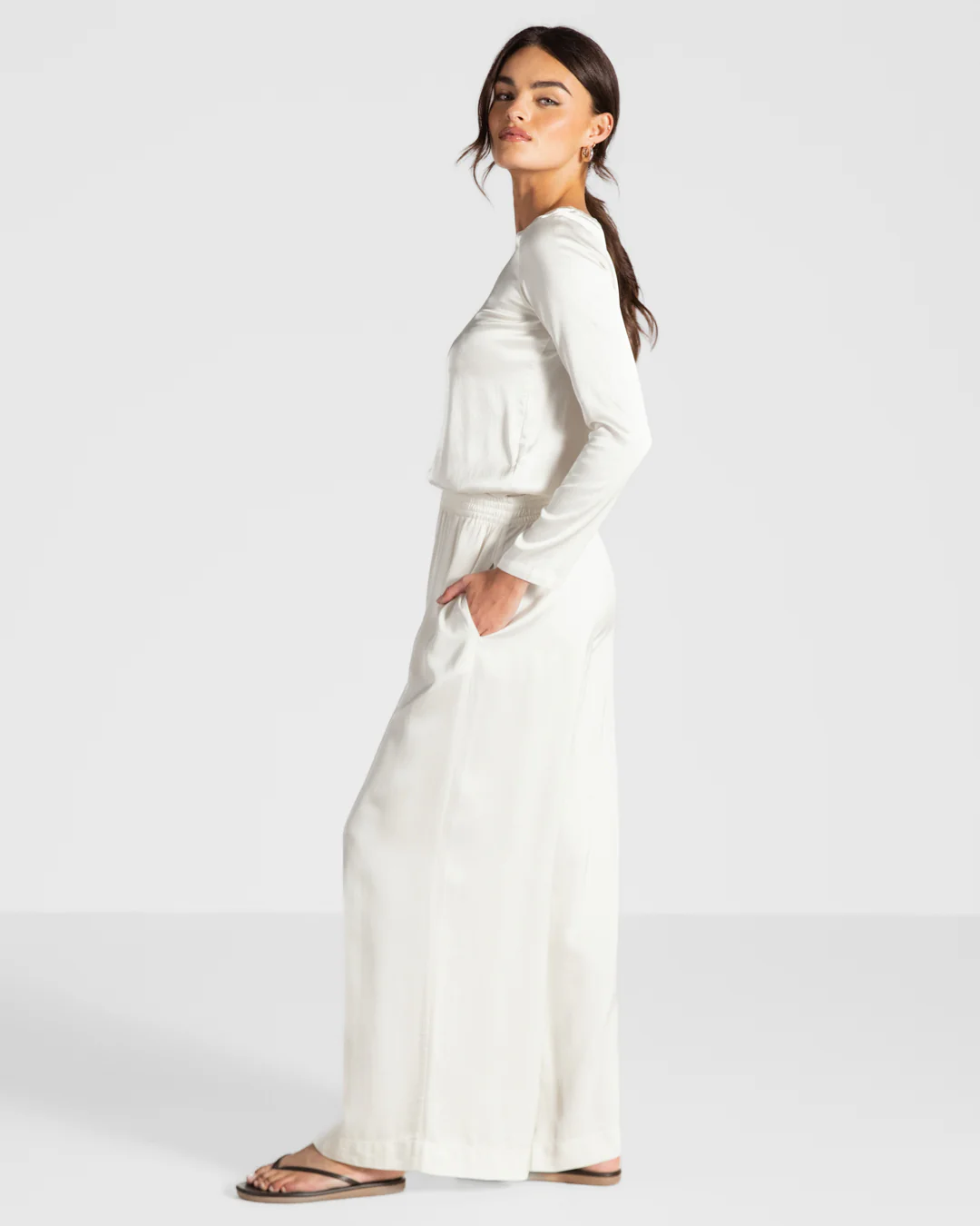 Matilda Satin Long Sleeve | Ivory - Image 2